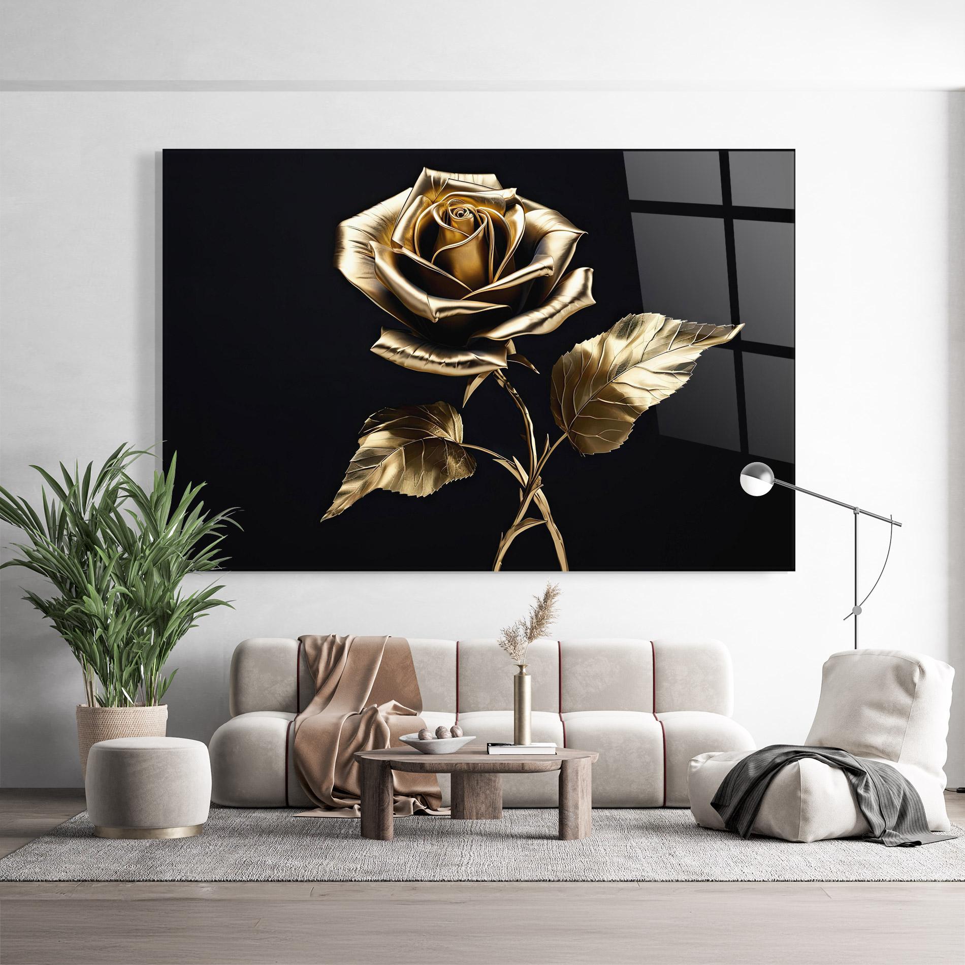 Glasbild Beautiful Golden Rose mockup 9
