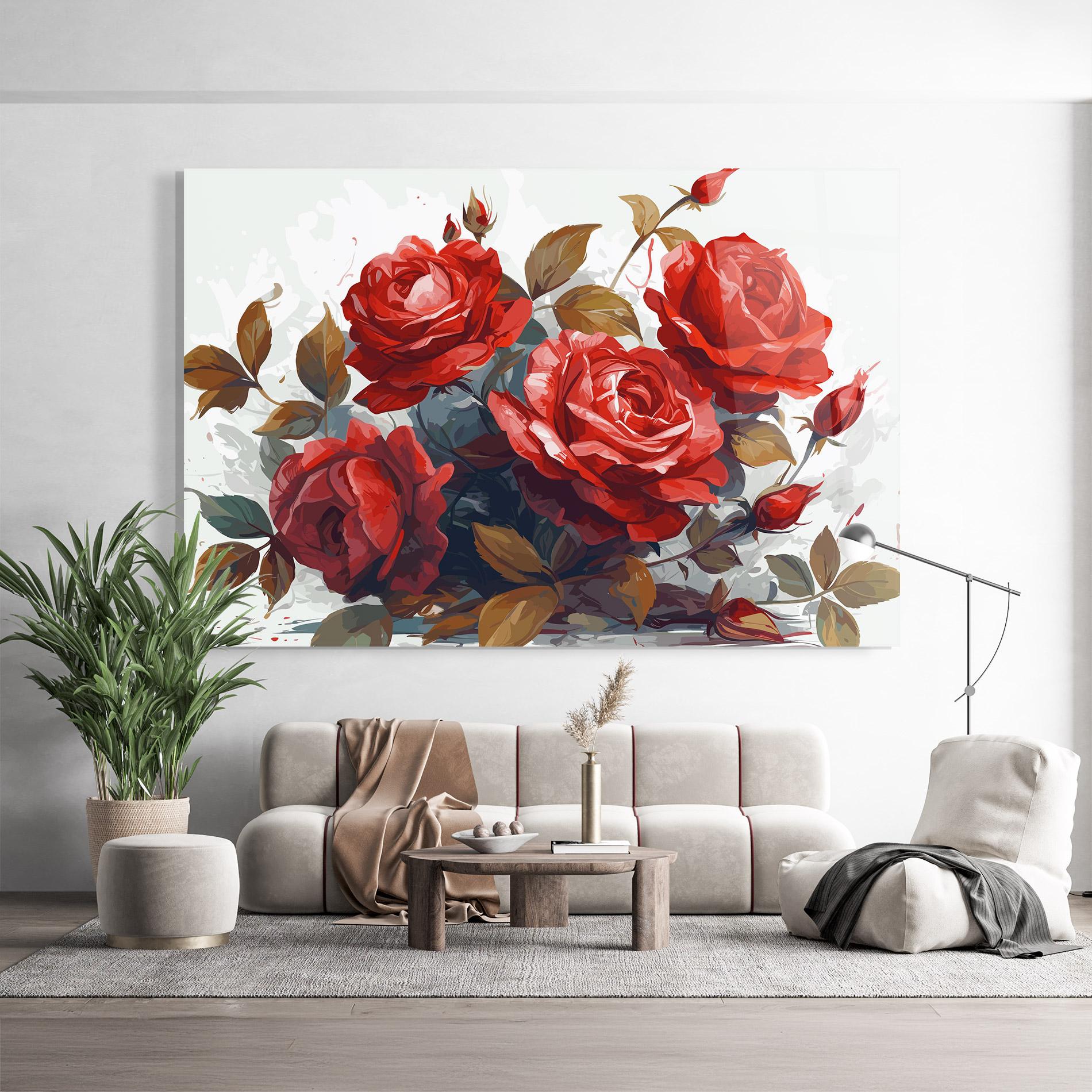 Glasbild Beautiful Red Roses mockup 9