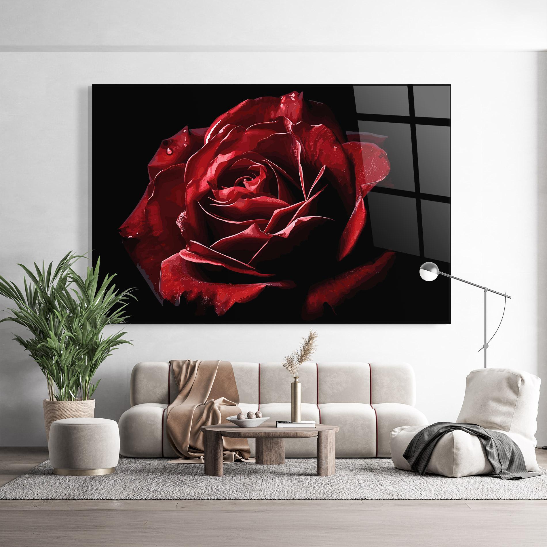Glasbild Big Red Rose mockup 9