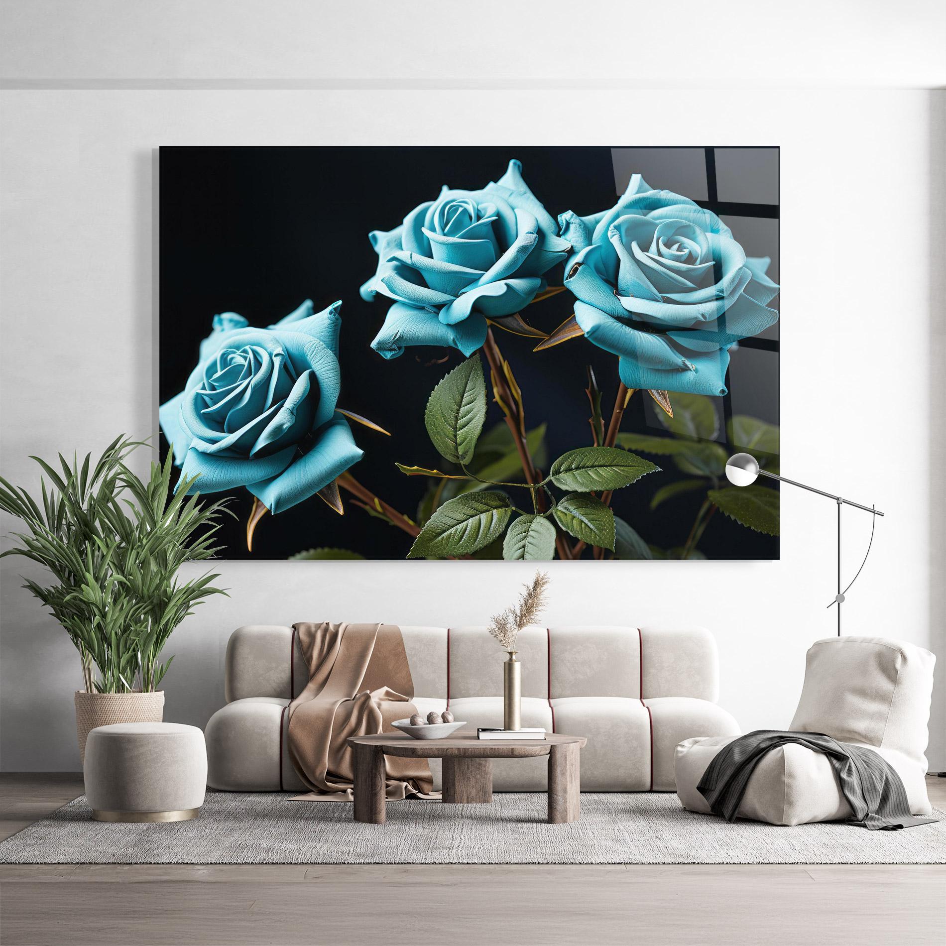 Glasbild Blue Roses mockup 9