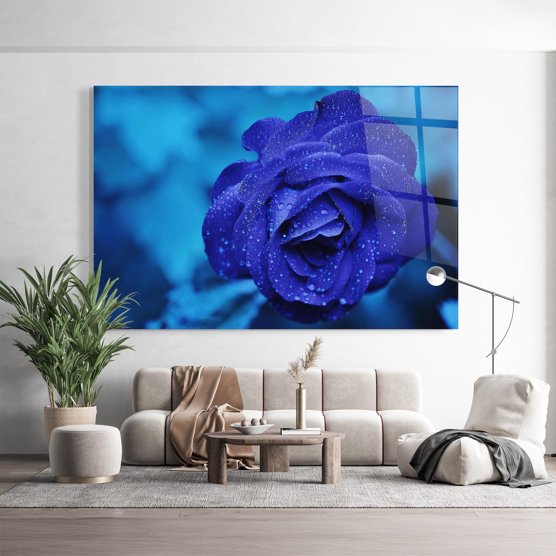 Glasbild Blue Water Rose mockup 9