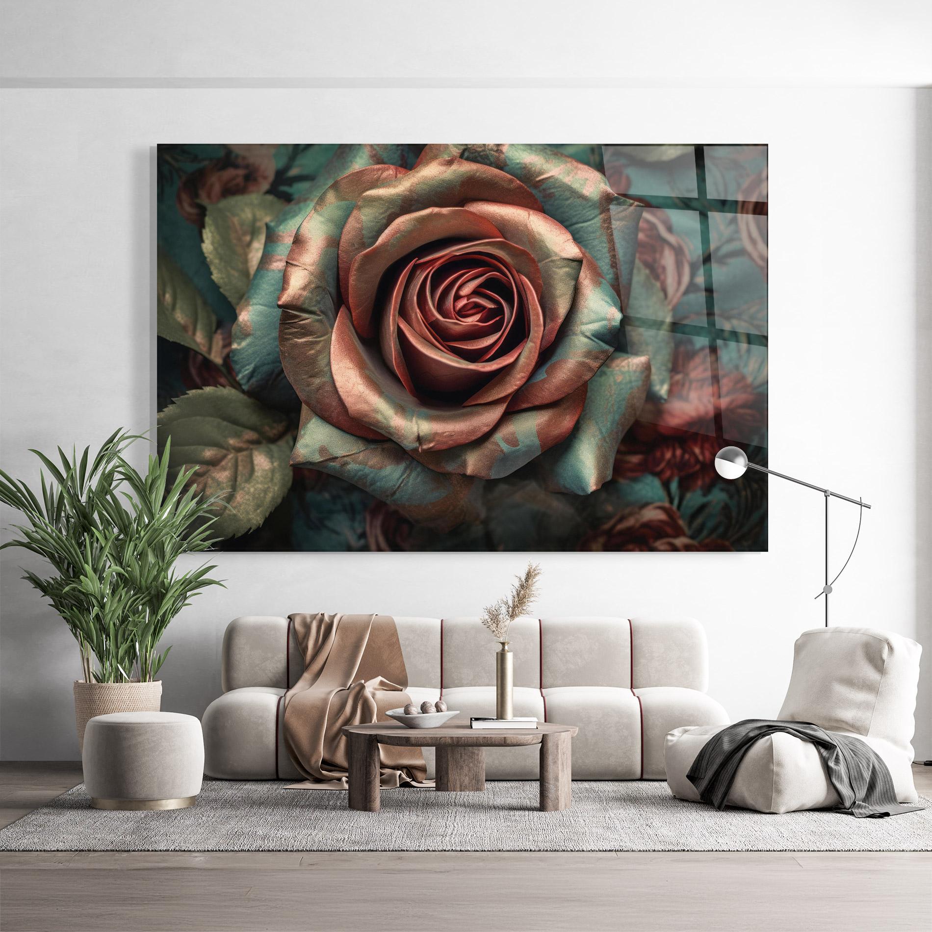 Glasbild Exotic Blue Rose mockup 9