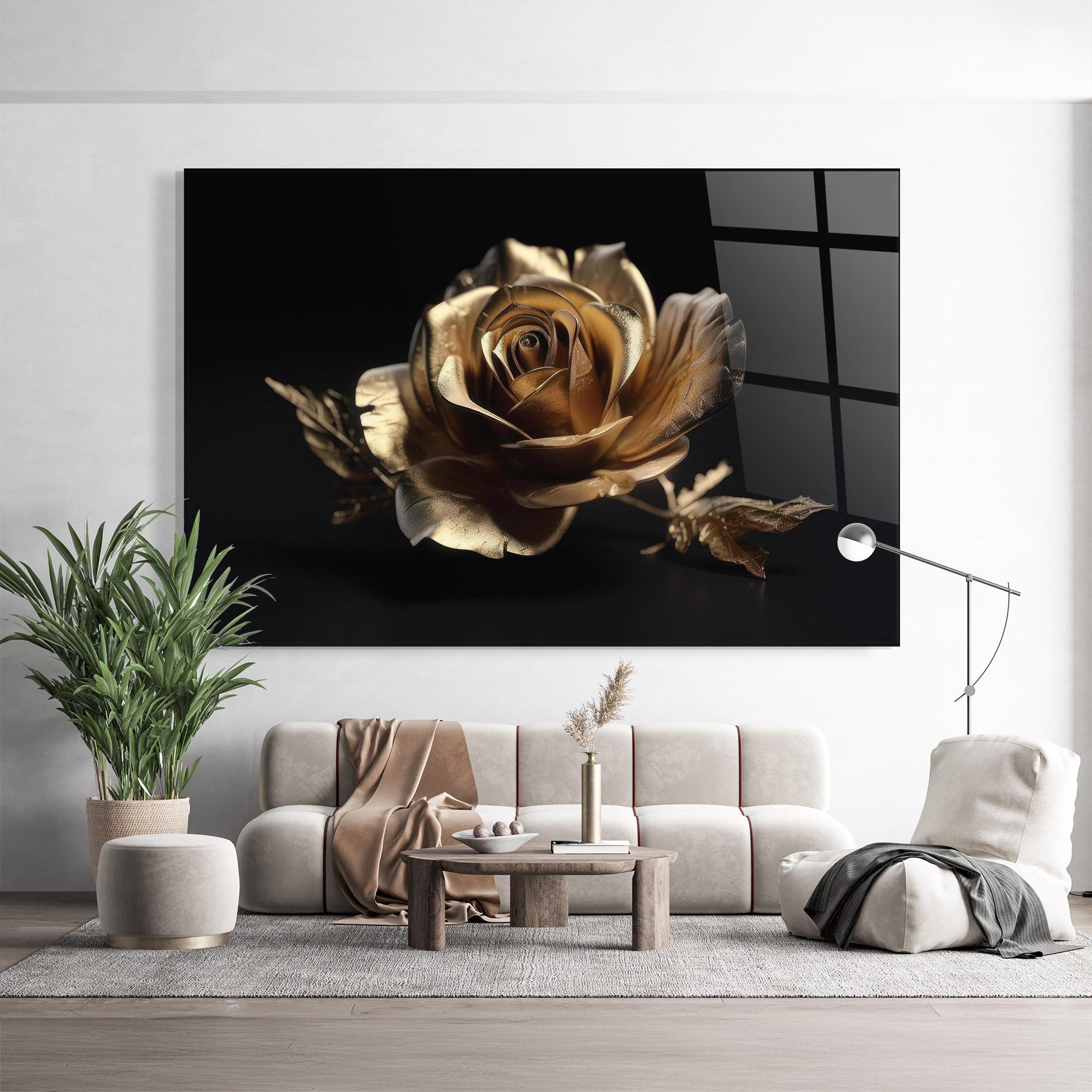 Glasbild Gold Rose mockup 9