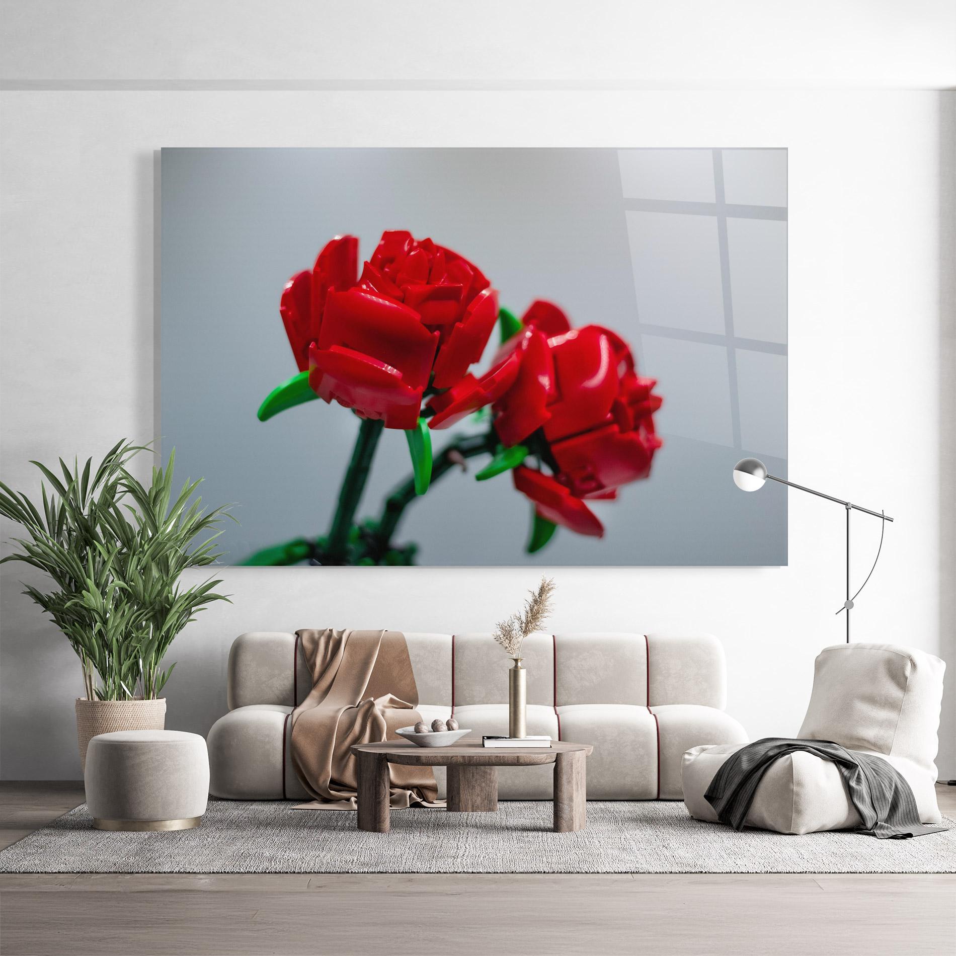 Glasbild Lego Red Roses mockup 9