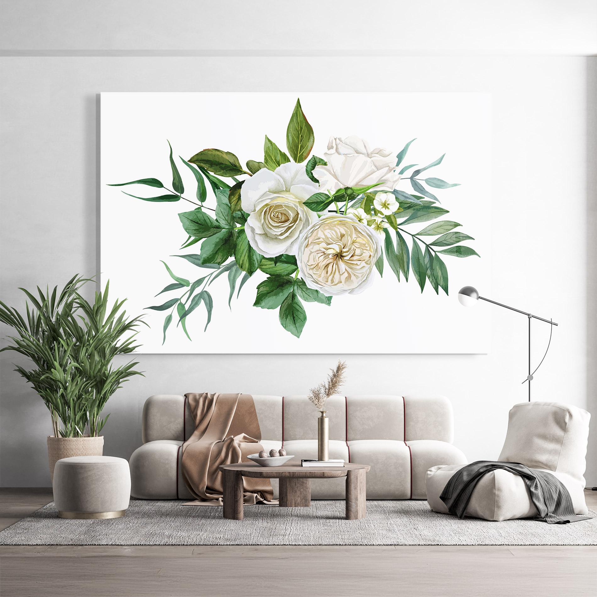 Glasbild White Cream Rose mockup 9