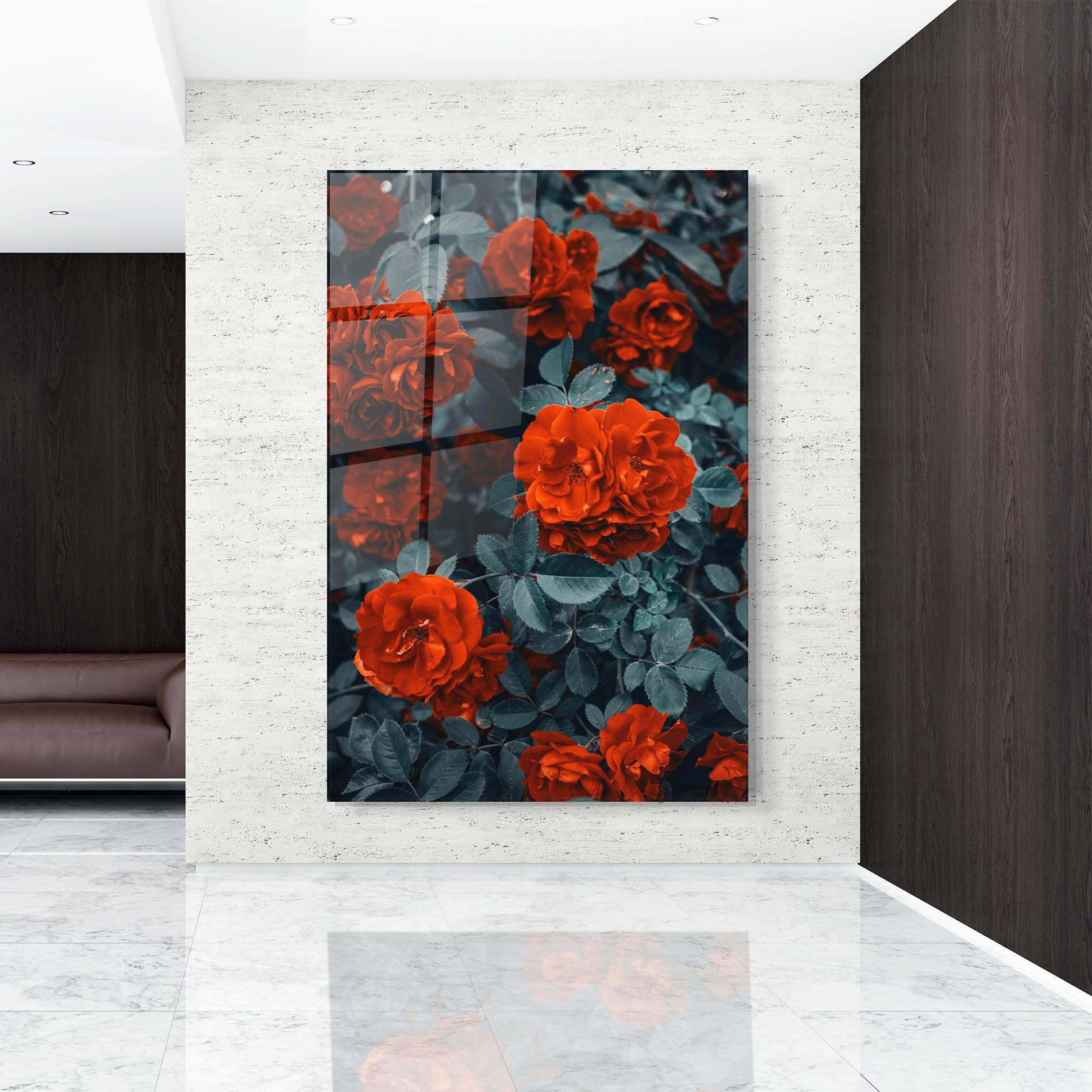 Glasbild Bright Red Rose mockup 9