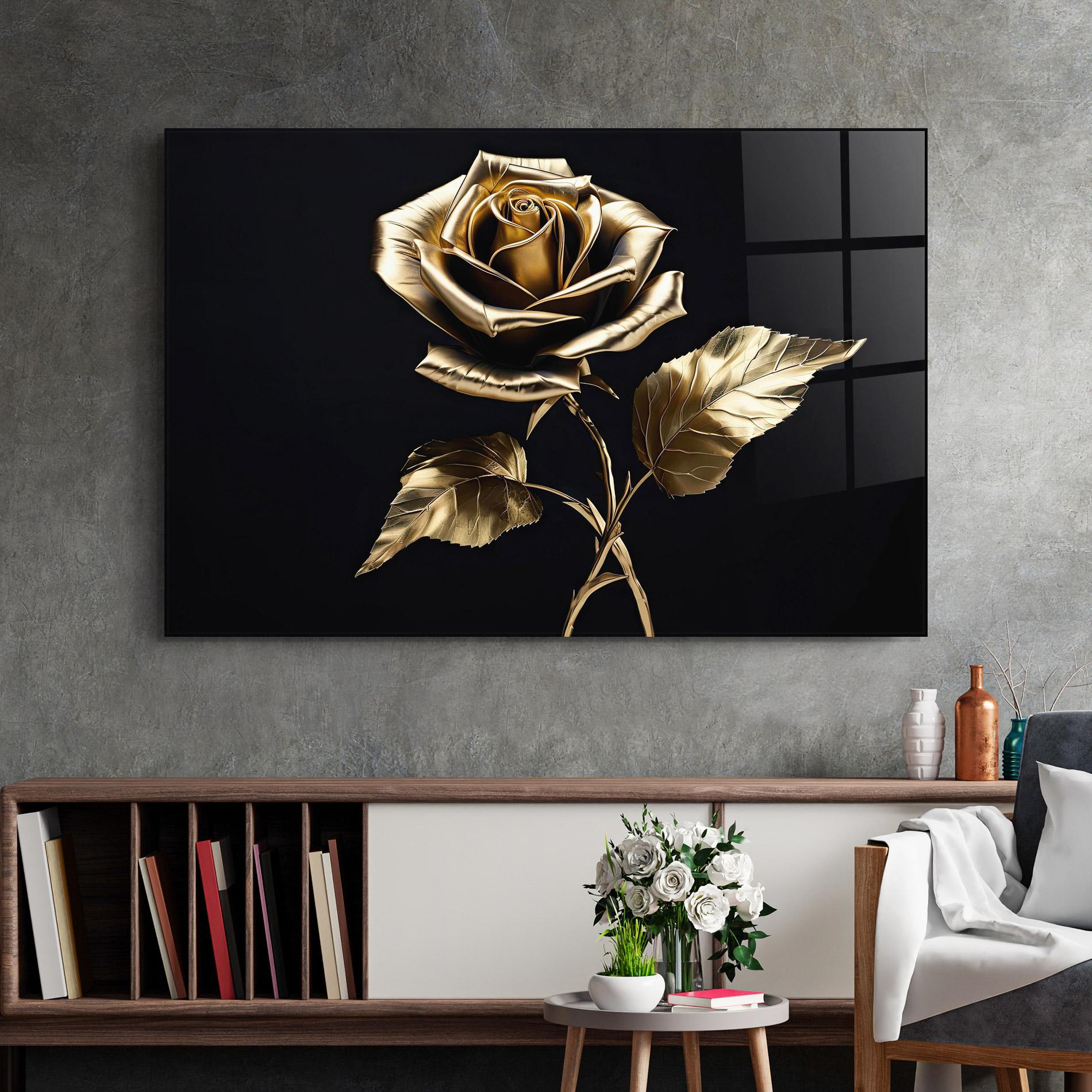 Glasbild Beautiful Golden Rose mockup 2