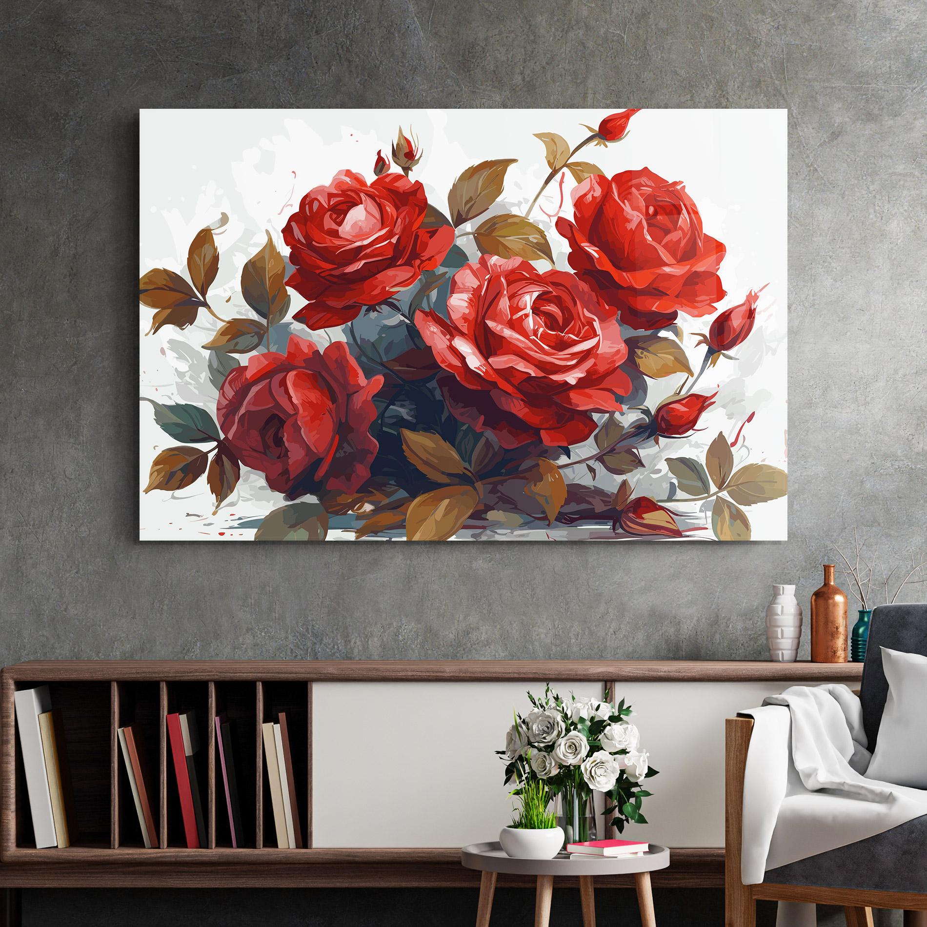 Glasbild Beautiful Red Roses mockup 2