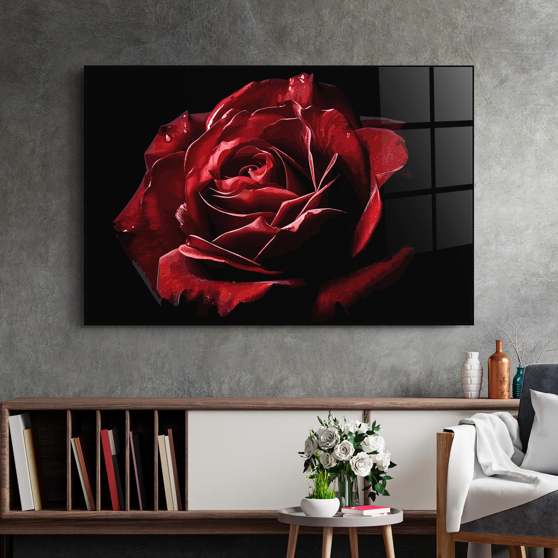 Glasbild Big Red Rose mockup 2