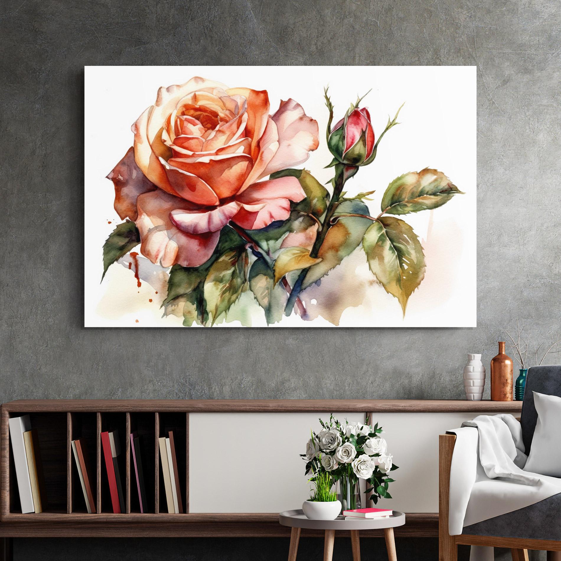 Glasbild Big Rose Painted mockup 2