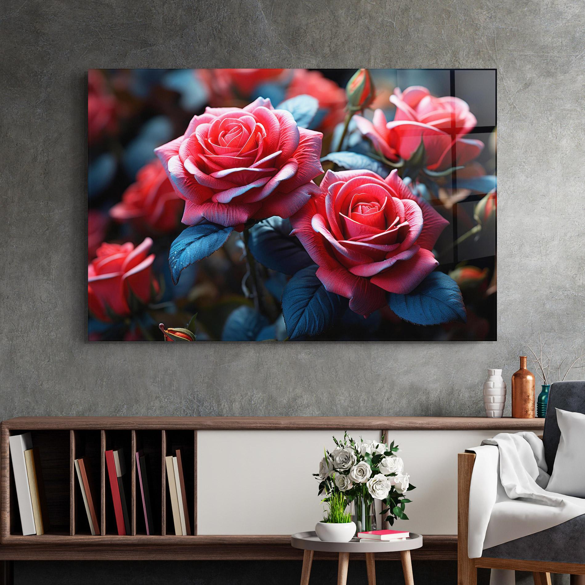 Glasbild Dark Pink Rose mockup 2