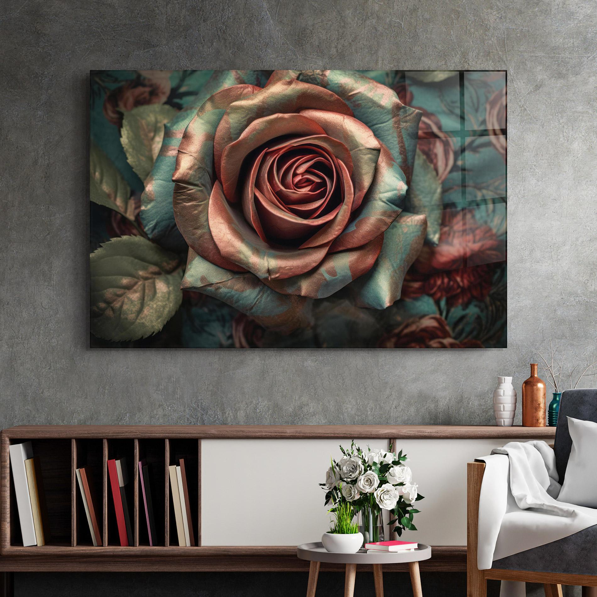 Glasbild Exotic Blue Rose mockup 2
