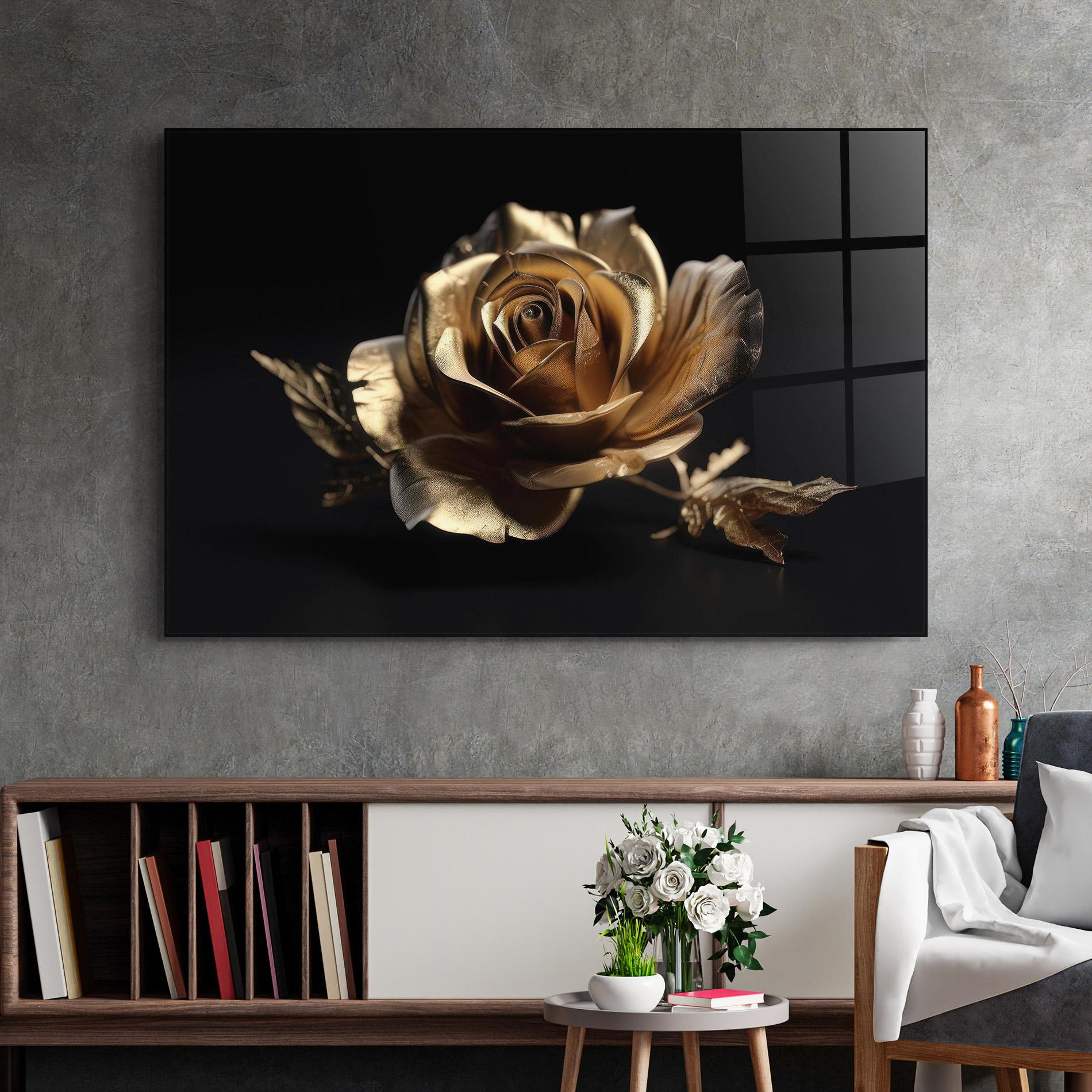 Glasbild Gold Rose mockup 2