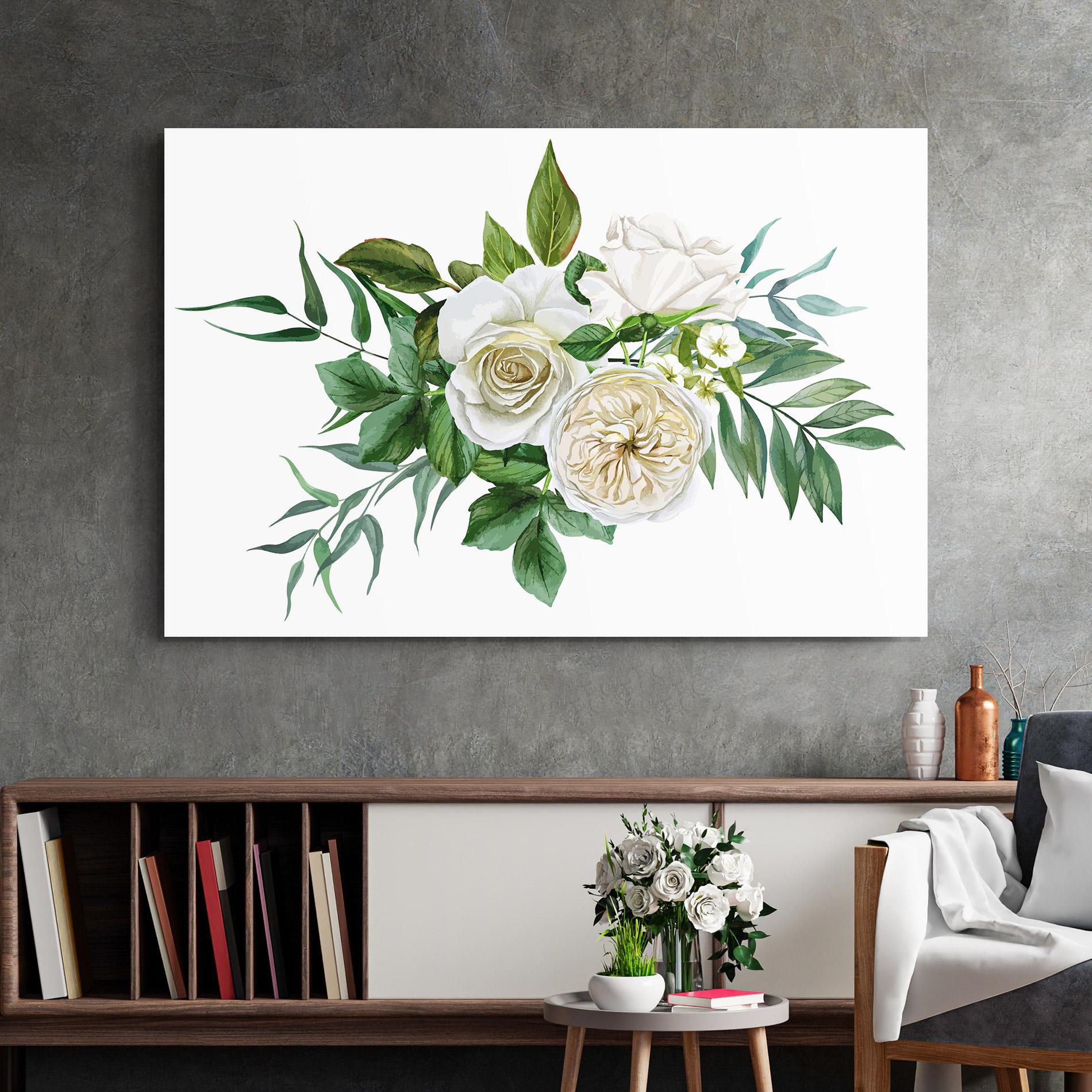 Glasbild White Cream Rose mockup 2