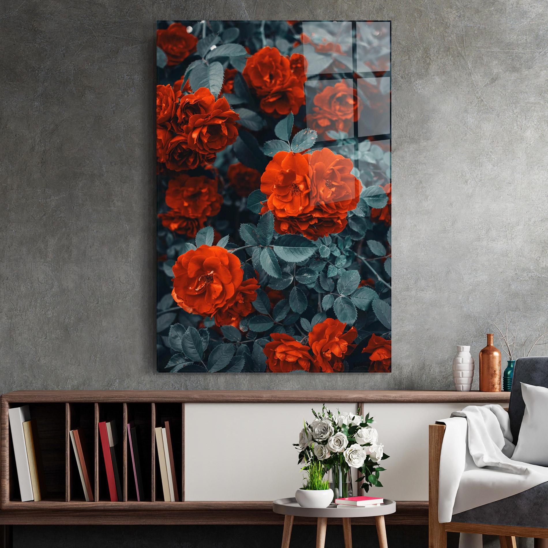 Glasbild Bright Red Rose mockup 2