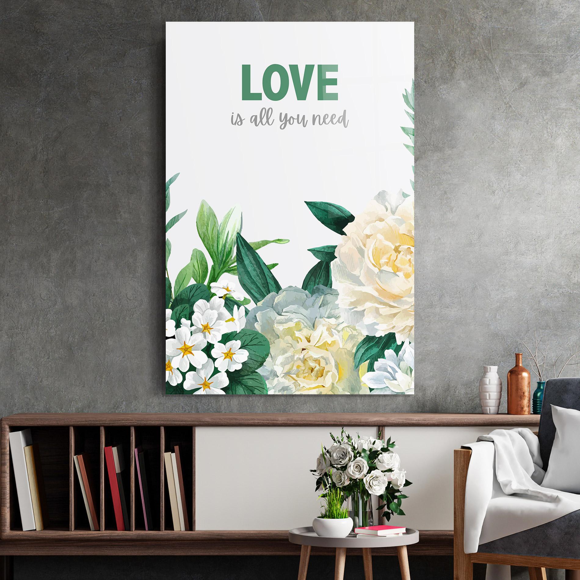 Glasbild Green Rose Love mockup 2