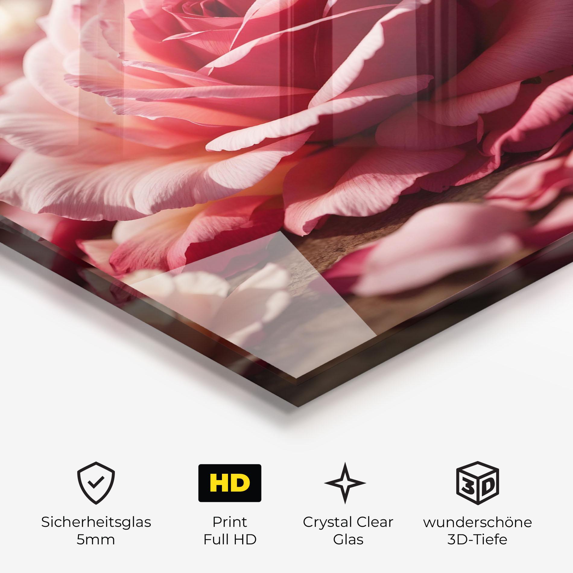 Glasbild Big Pink Rose mockup 3