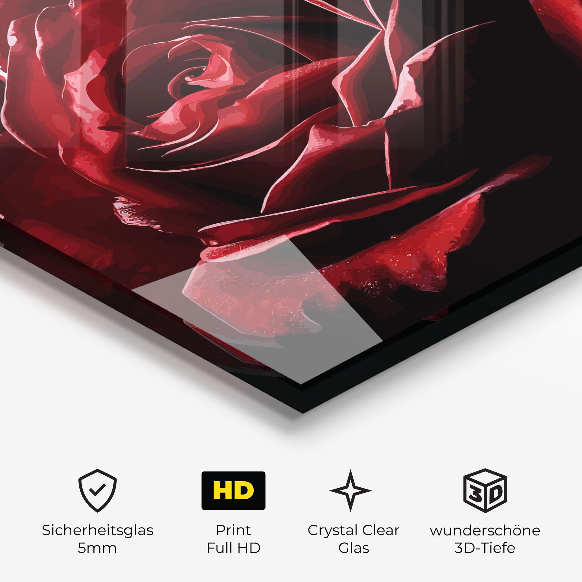 Glasbild Big Red Rose mockup 3