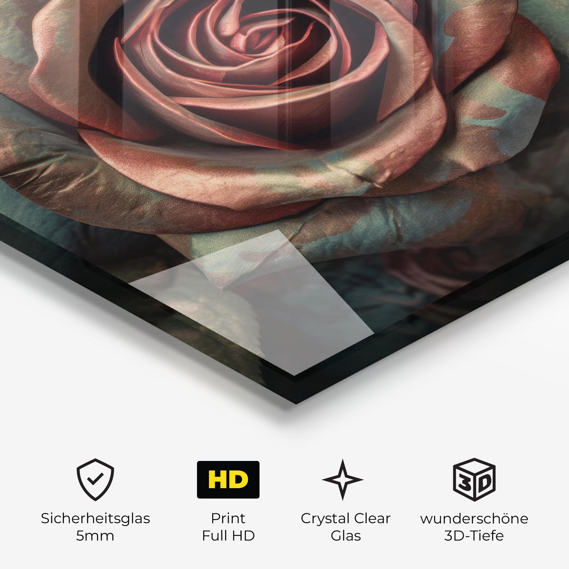 Glasbild Exotic Blue Rose mockup 3