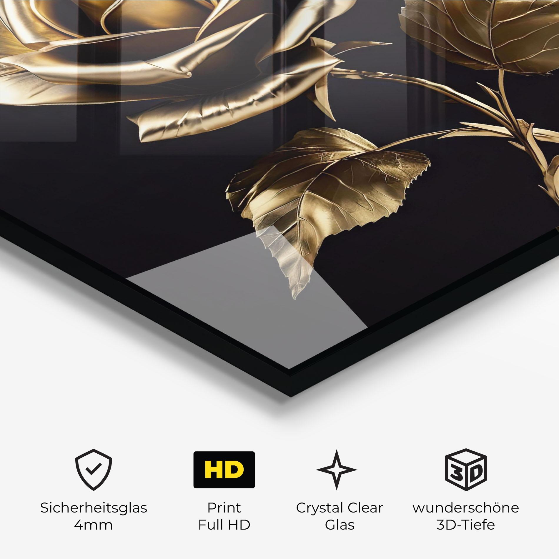 Glasbild Beautiful Golden Rose mockup 3