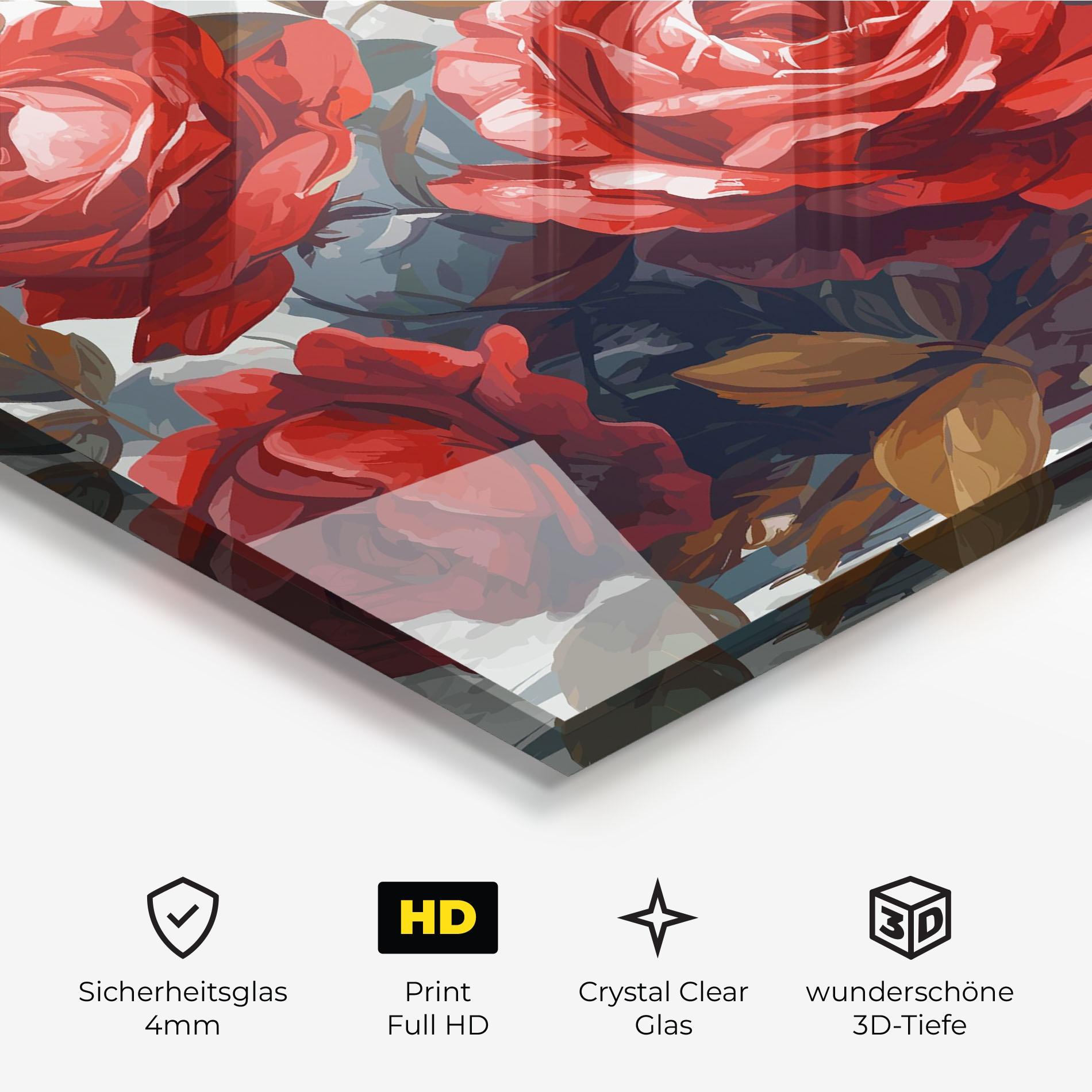Glasbild Beautiful Red Roses mockup 3