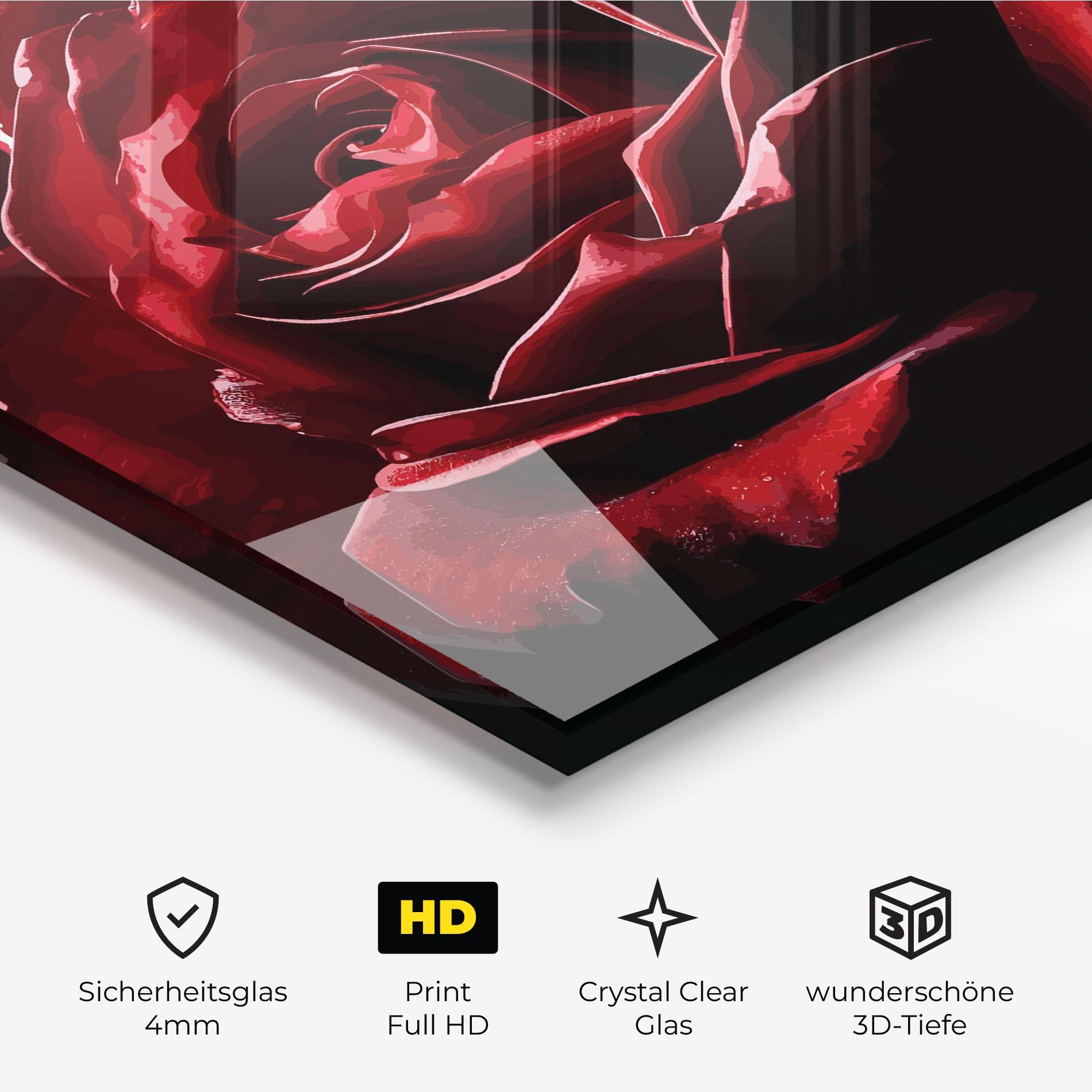 Glasbild Big Red Rose mockup 3