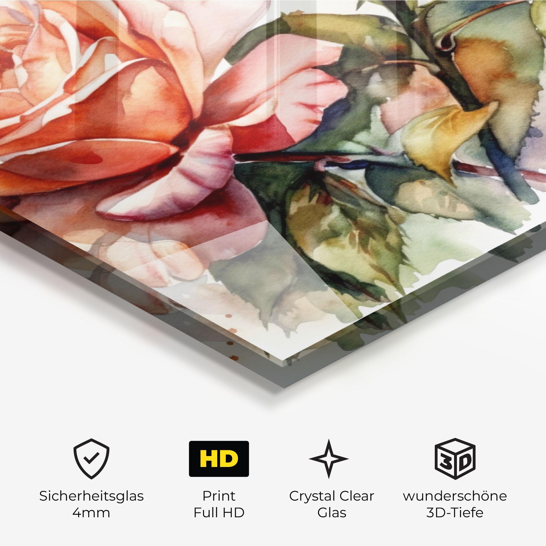 Glasbild Big Rose Painted mockup 3