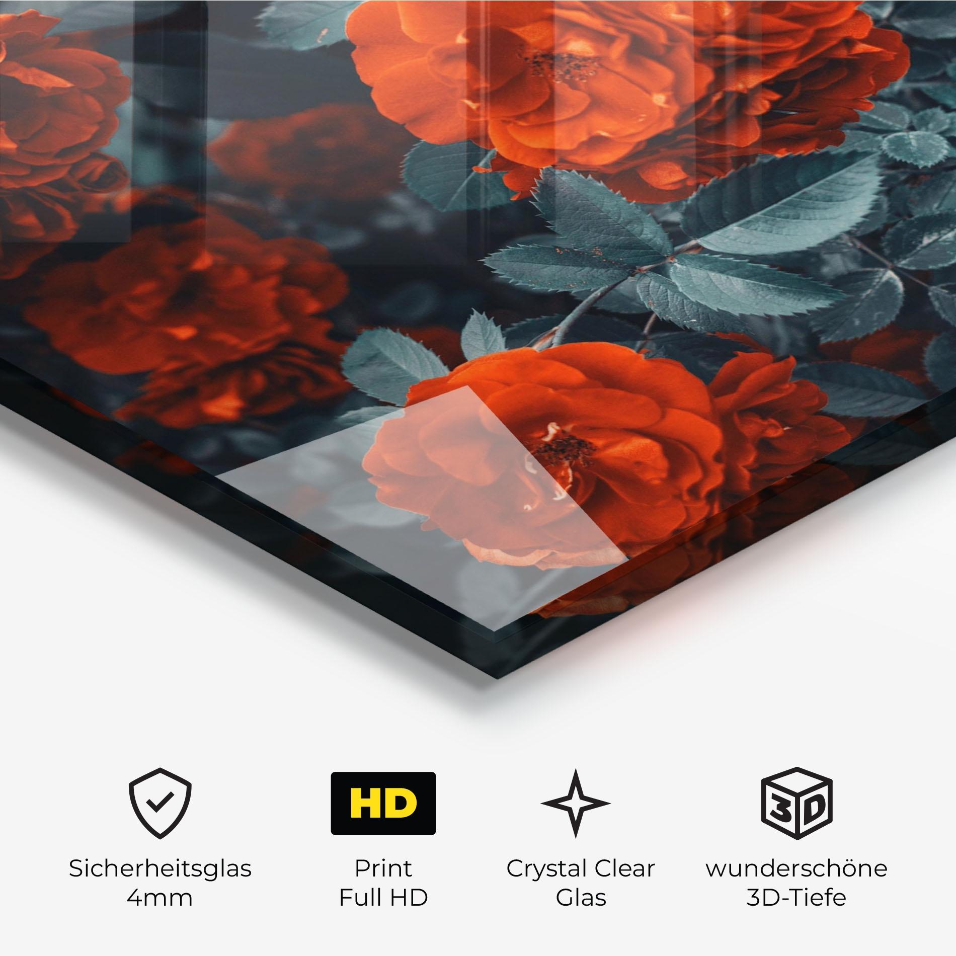 Glasbild Bright Red Rose mockup 3