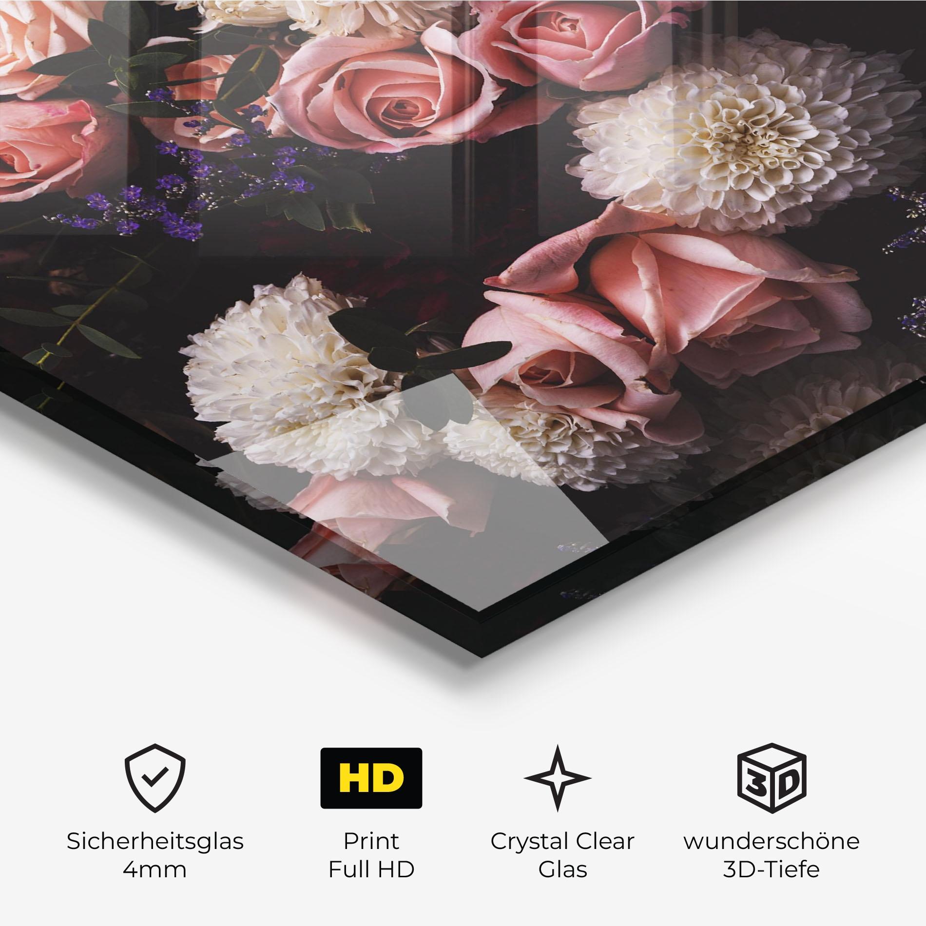 Glasbild Buchet De Trandafiri mockup 3