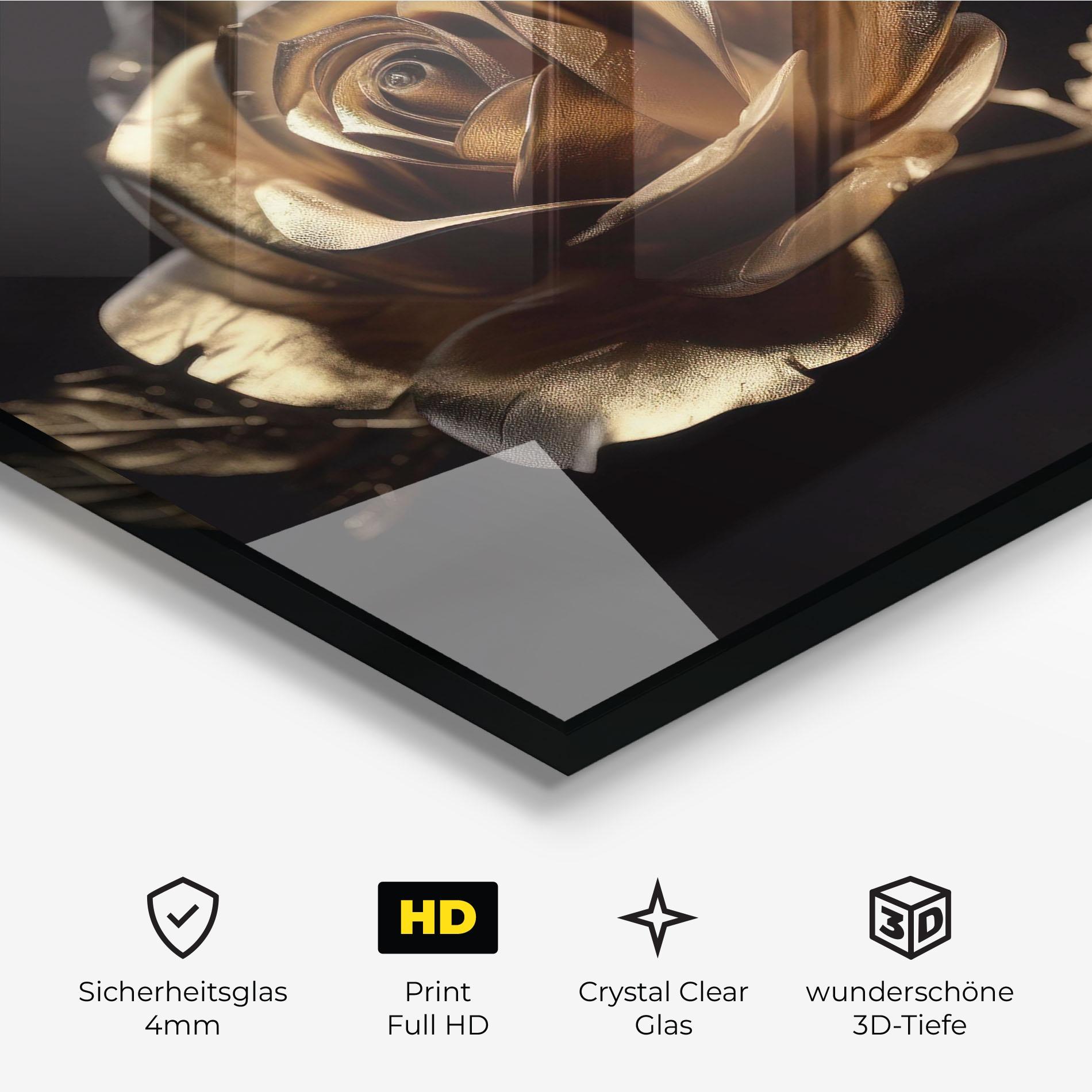 Glasbild Gold Rose mockup 3