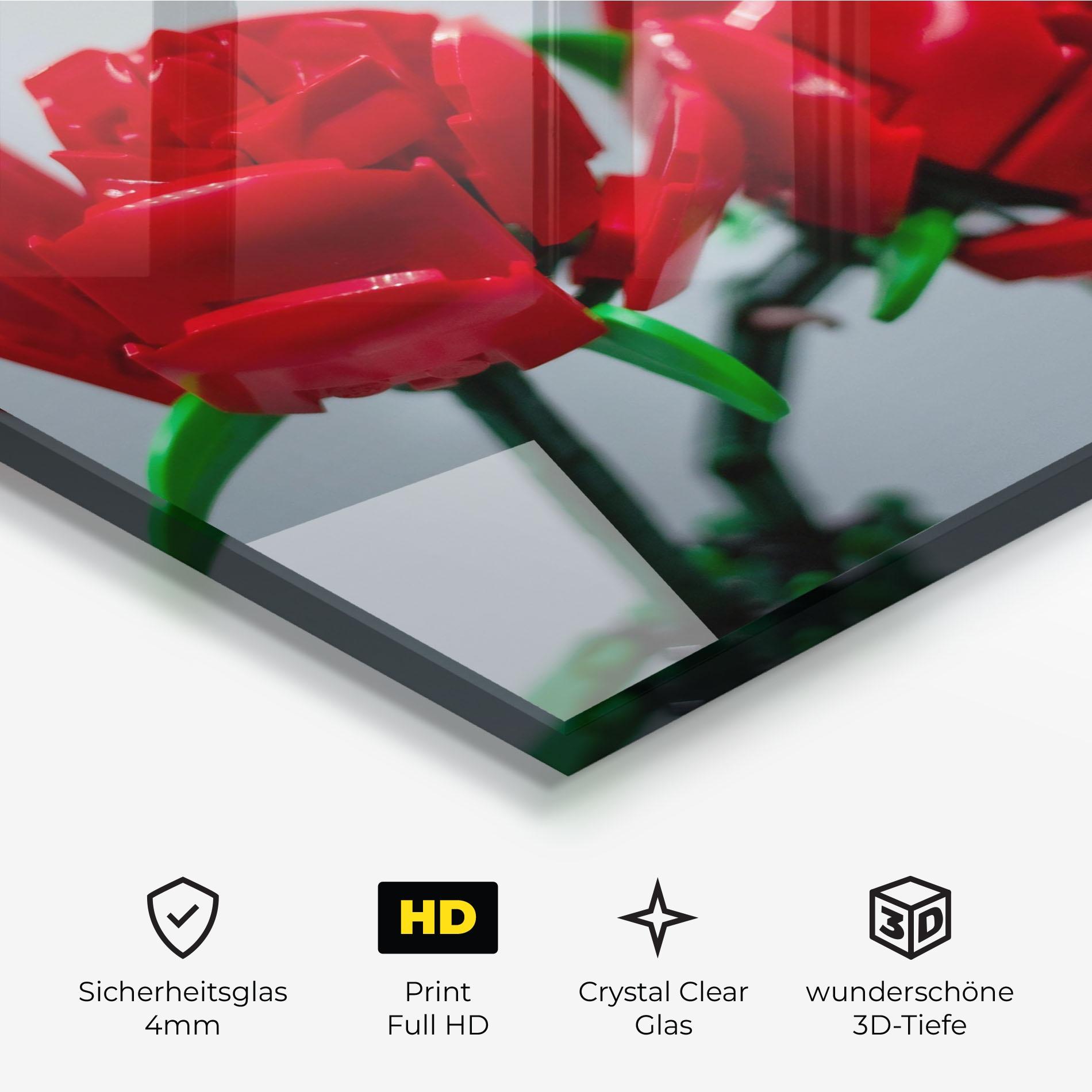 Glasbild Lego Red Roses mockup 3