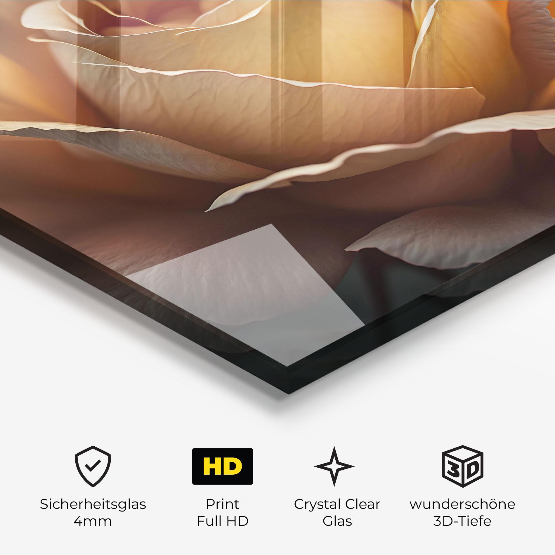 Glasbild Light Orange Rose Close Up mockup 3