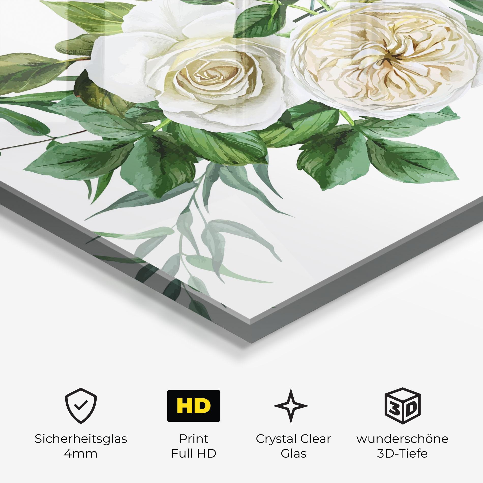 Glasbild White Cream Rose mockup 3