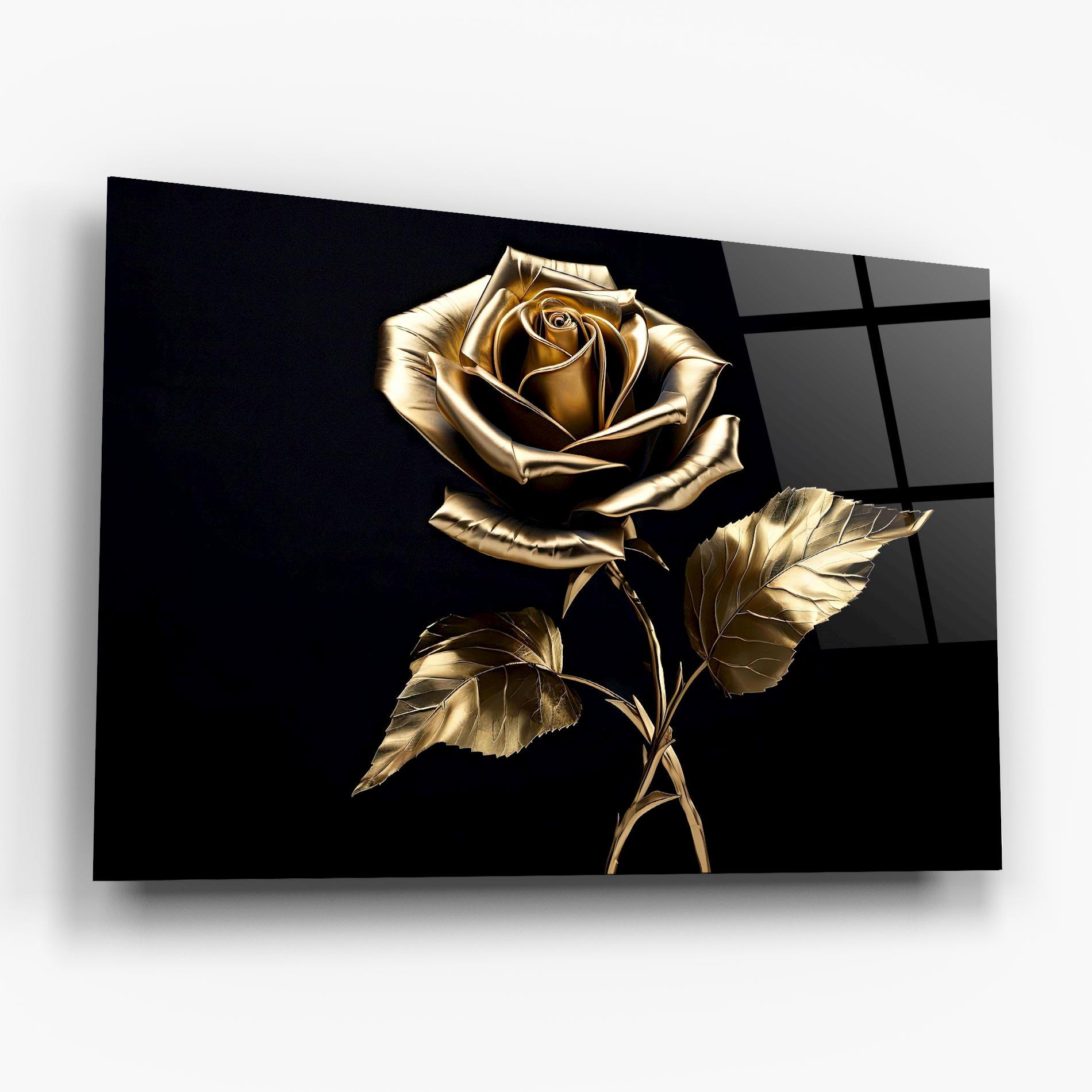 Glasbild Beautiful Golden Rose mockup 6