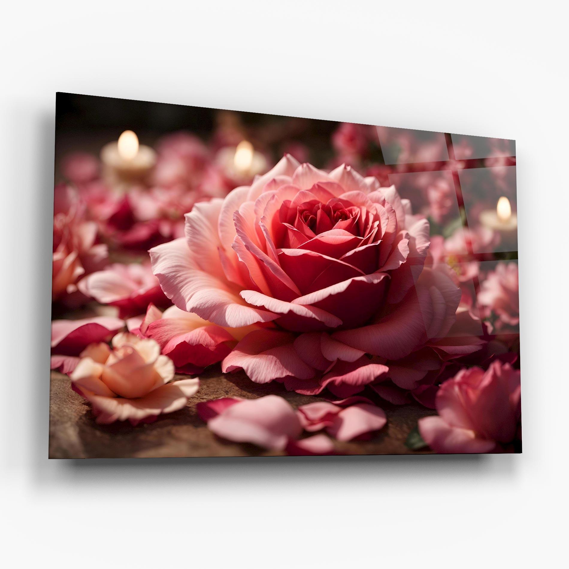 Glasbild Big Pink Rose mockup 6