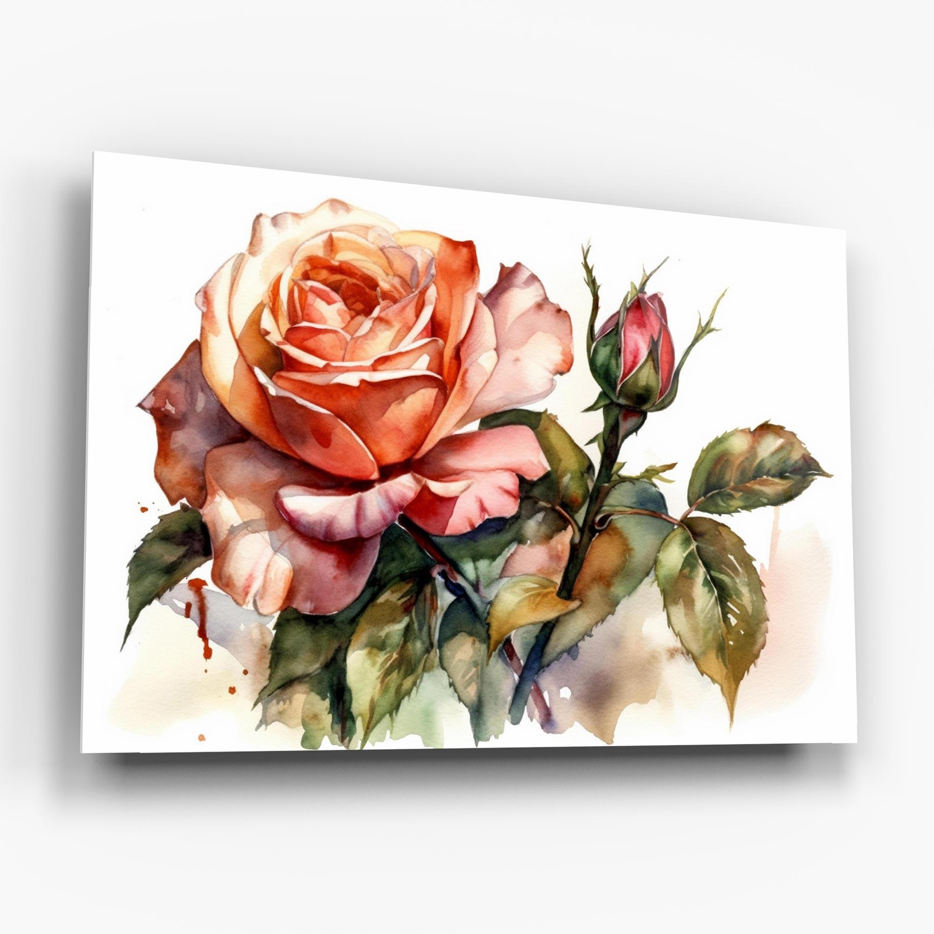 Glasbild Big Rose Painted mockup 6