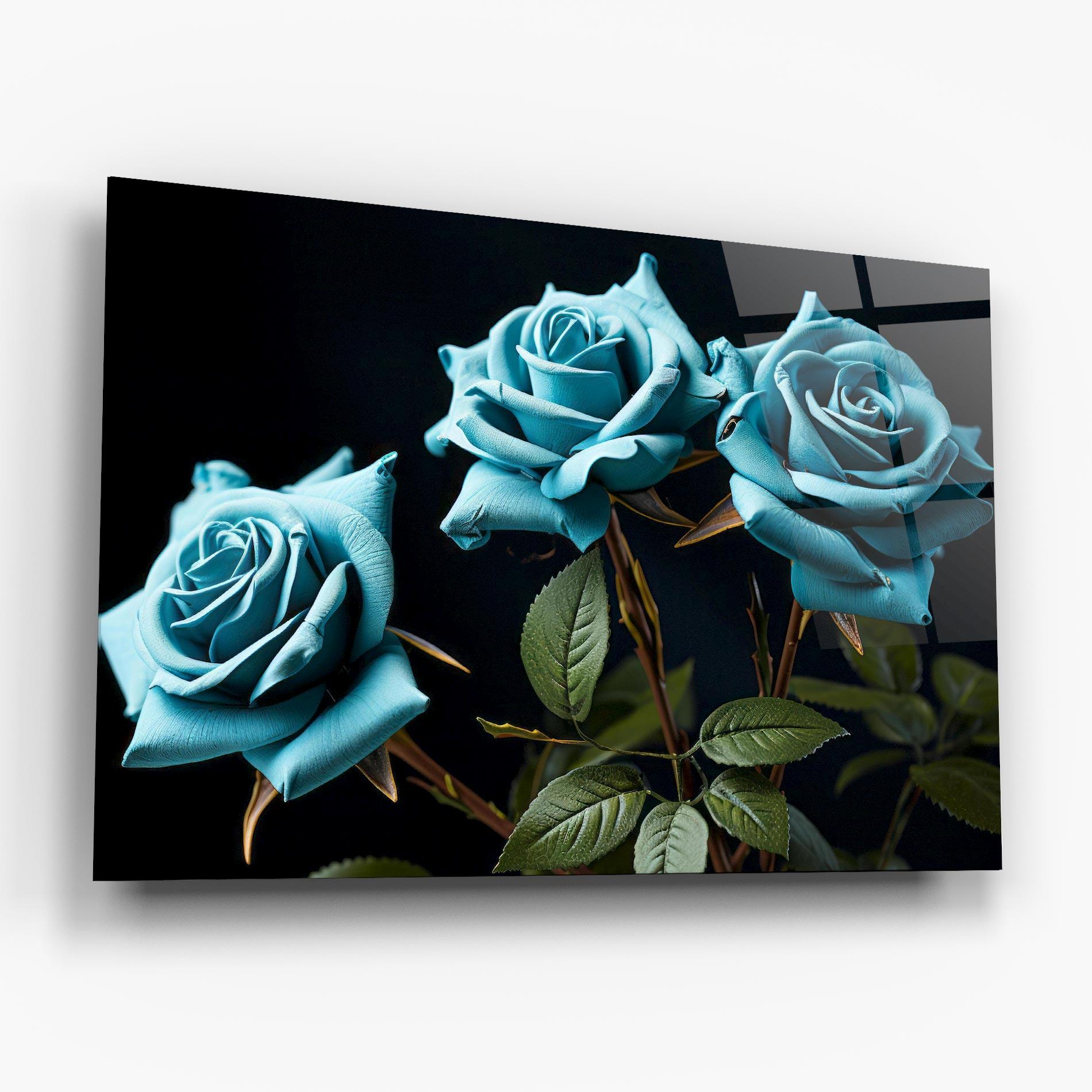Glasbild Blue Roses mockup 6
