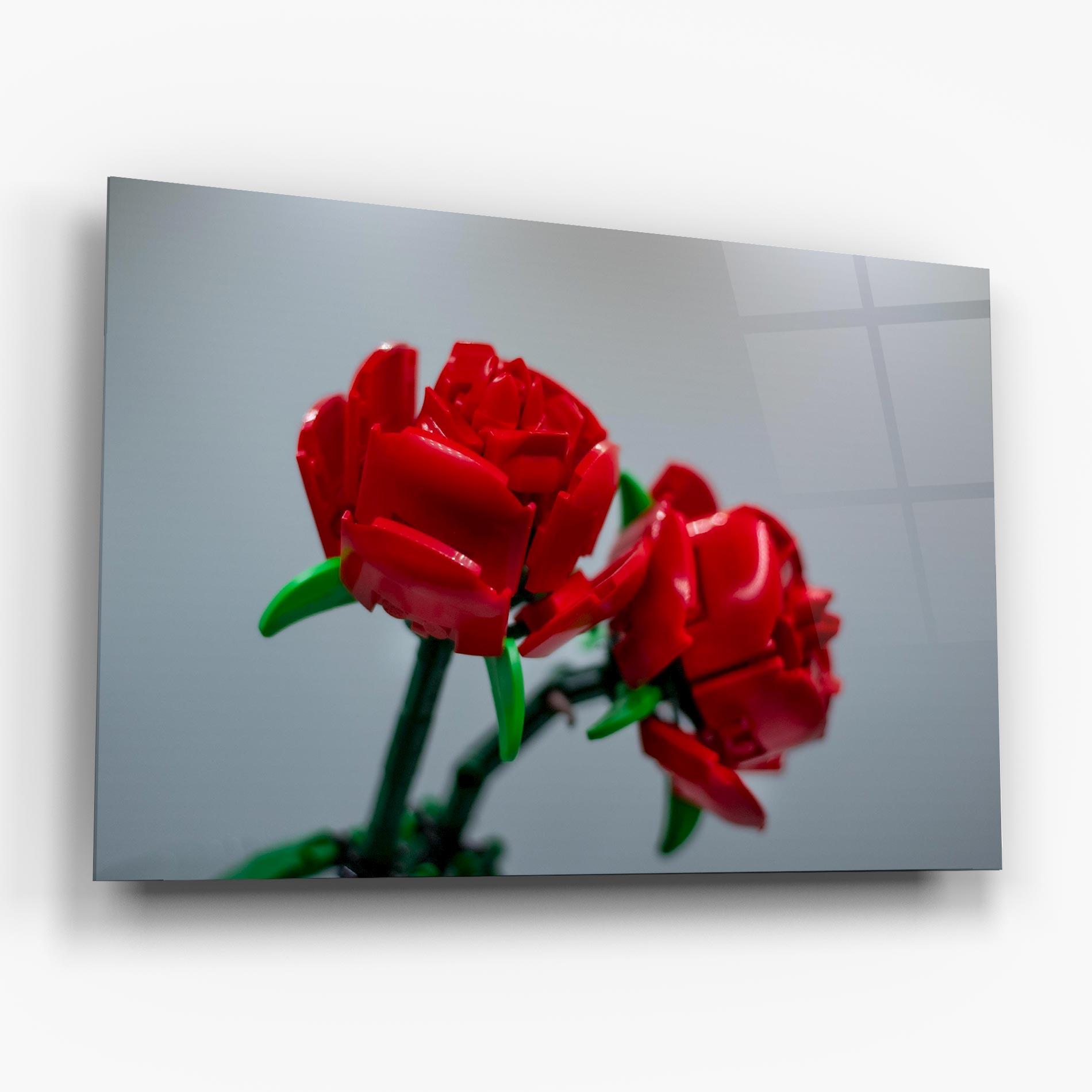 Glasbild Lego Red Roses mockup 6