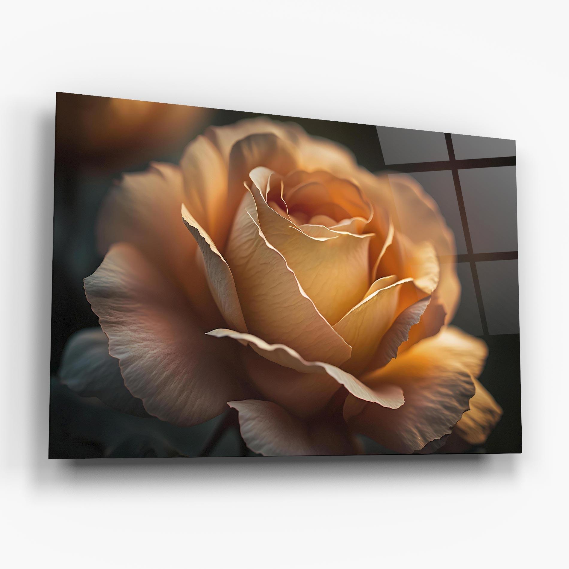 Glasbild Light Orange Rose Close Up mockup 6