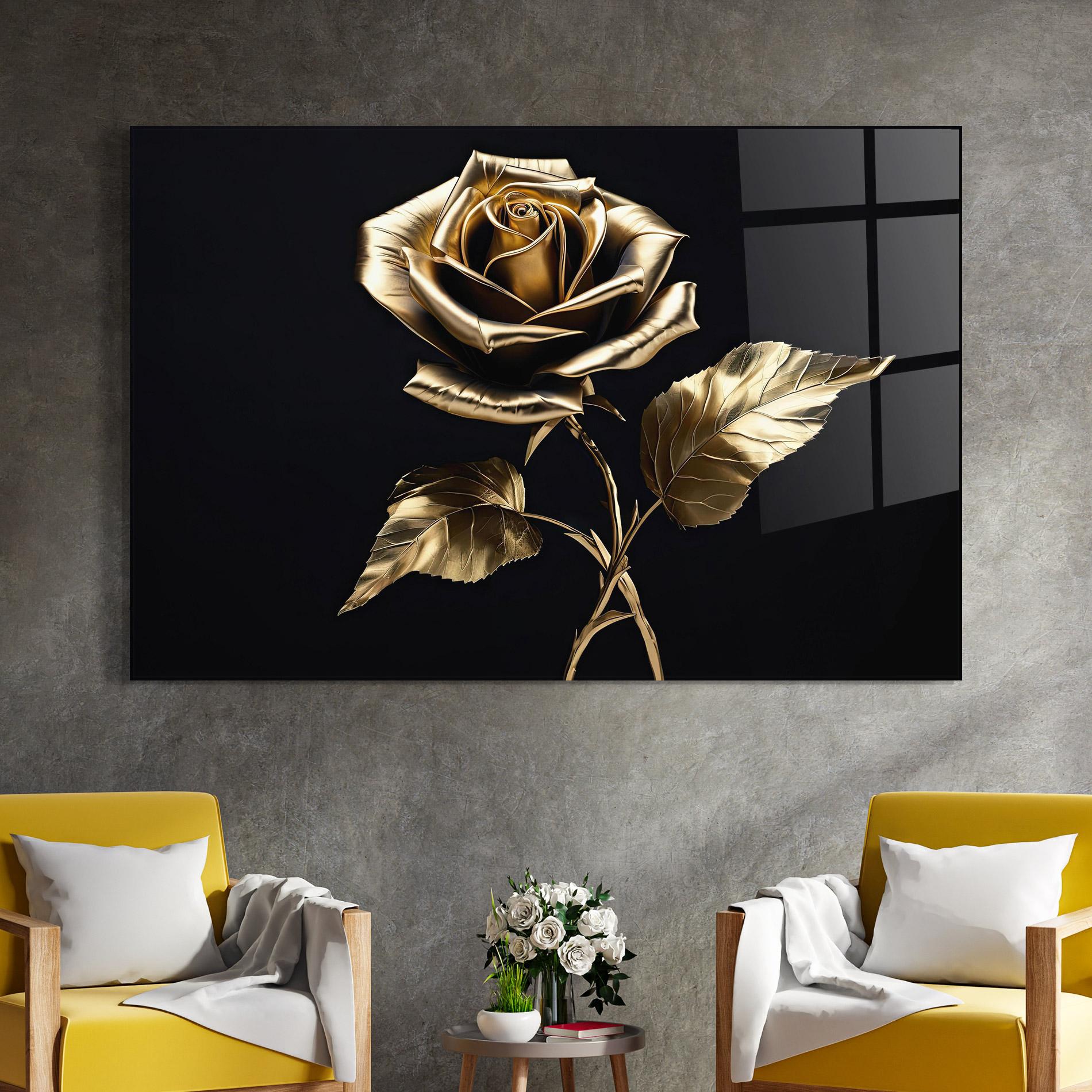 Glasbild Beautiful Golden Rose mockup 4