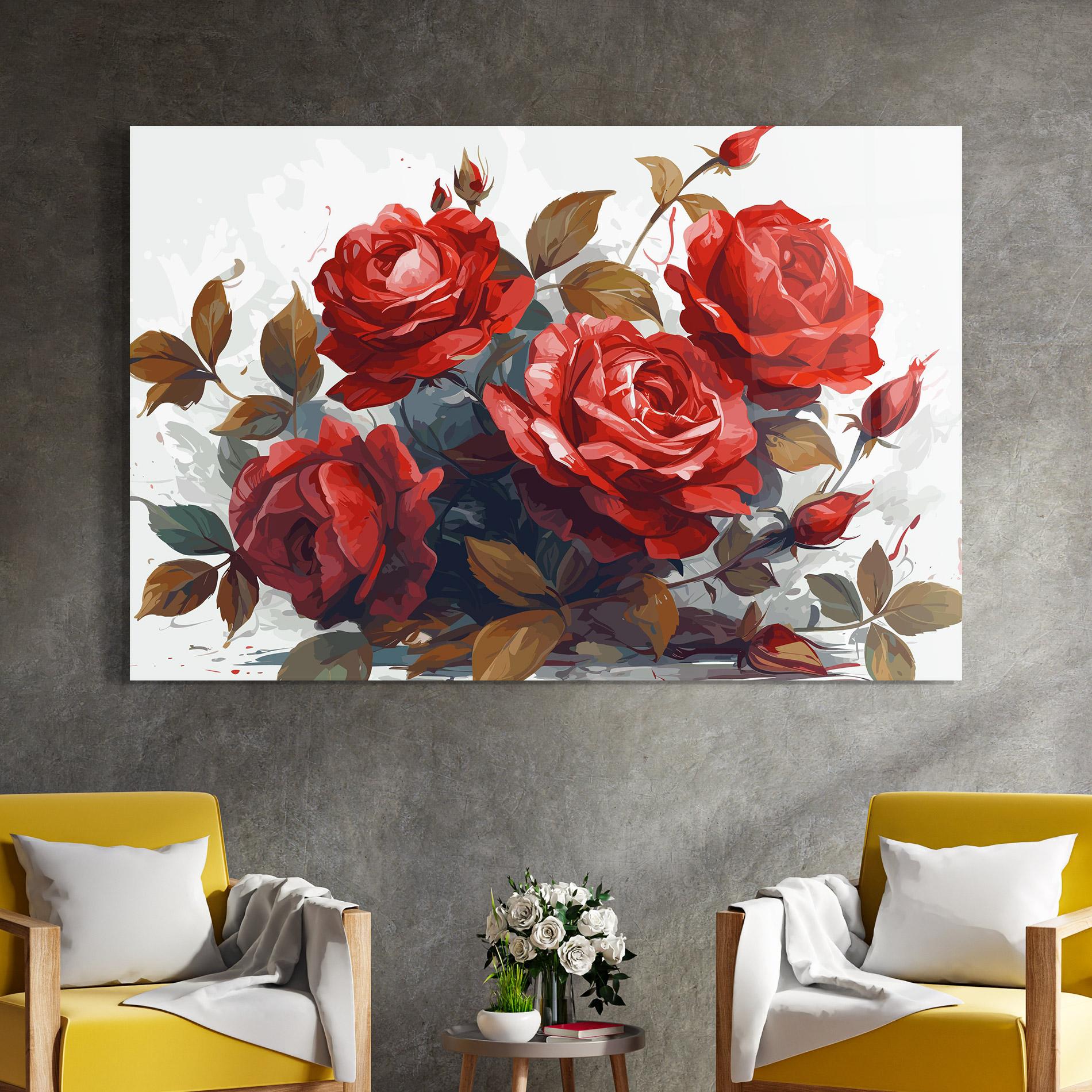 Glasbild Beautiful Red Roses mockup 4