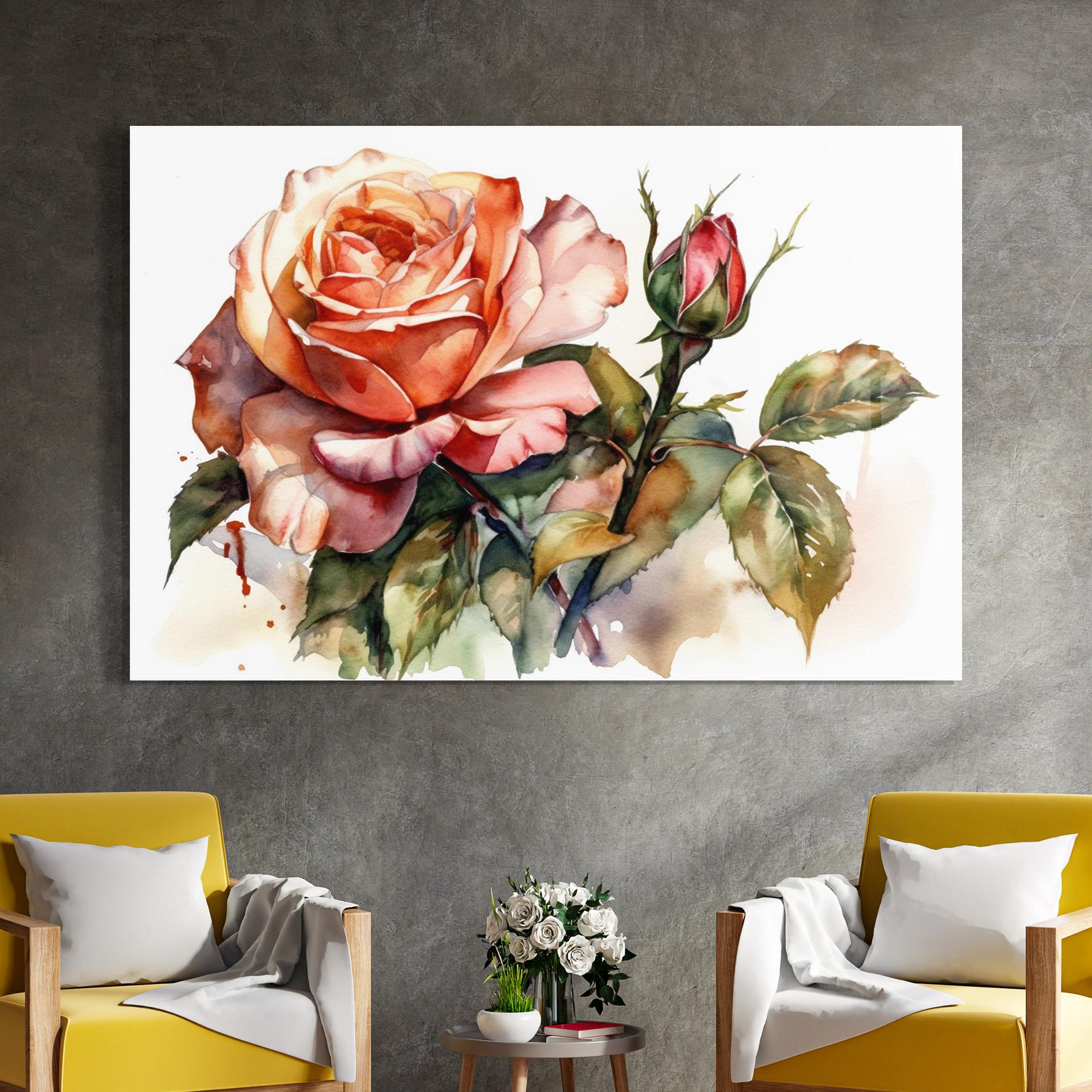 Glasbild Big Rose Painted mockup 4