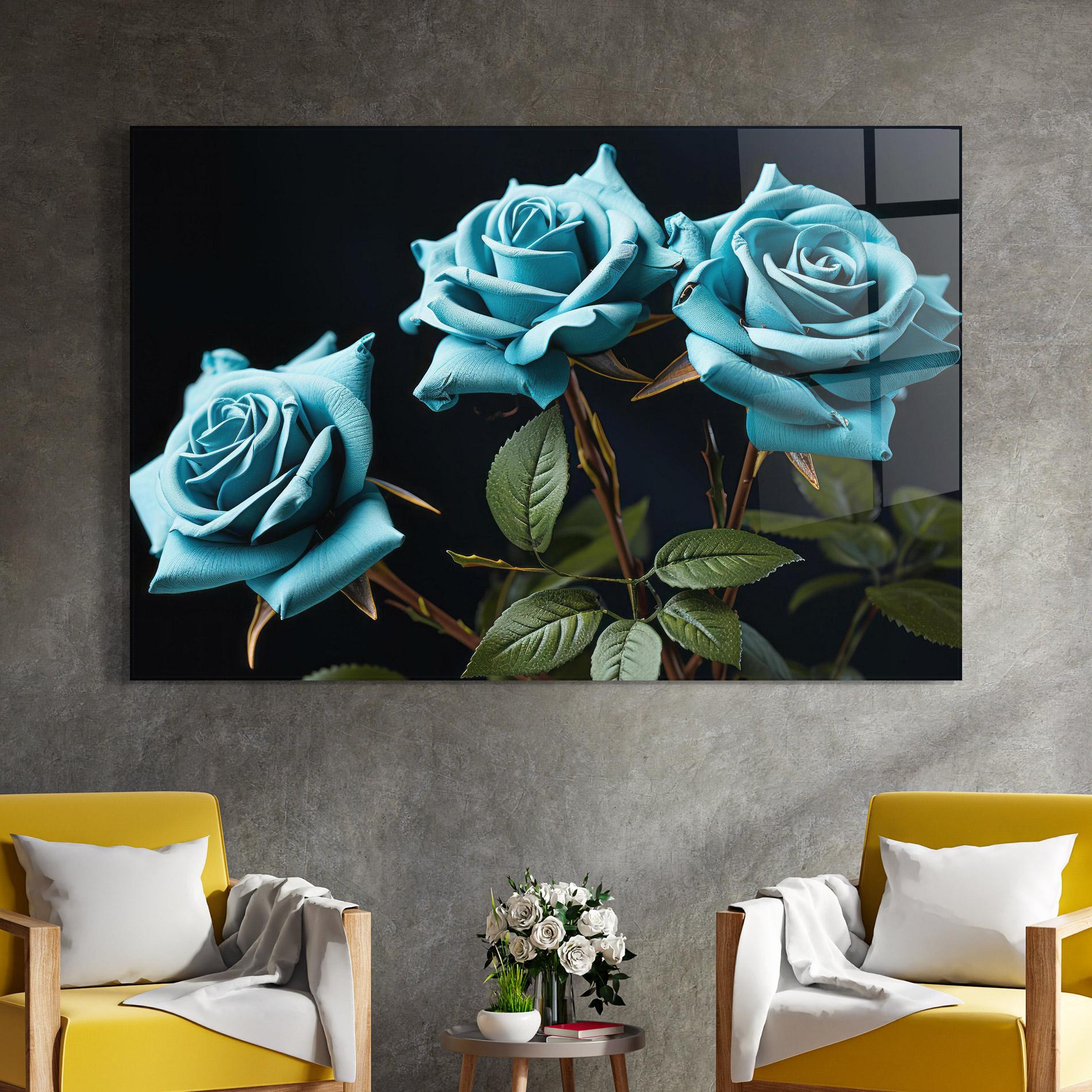 Glasbild Blue Roses mockup 4
