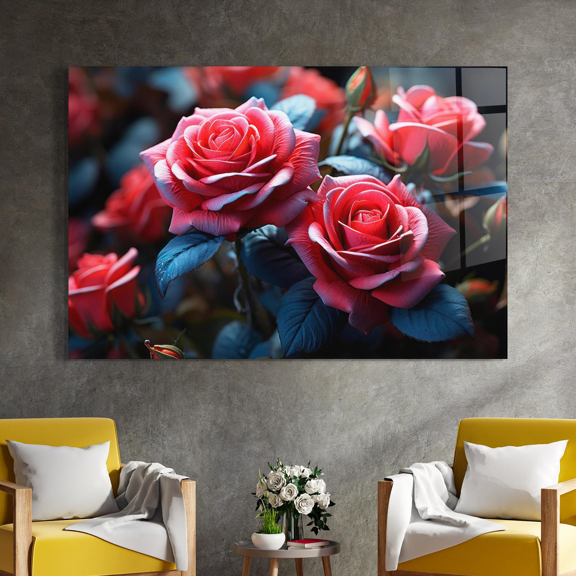 Glasbild Dark Pink Rose mockup 4