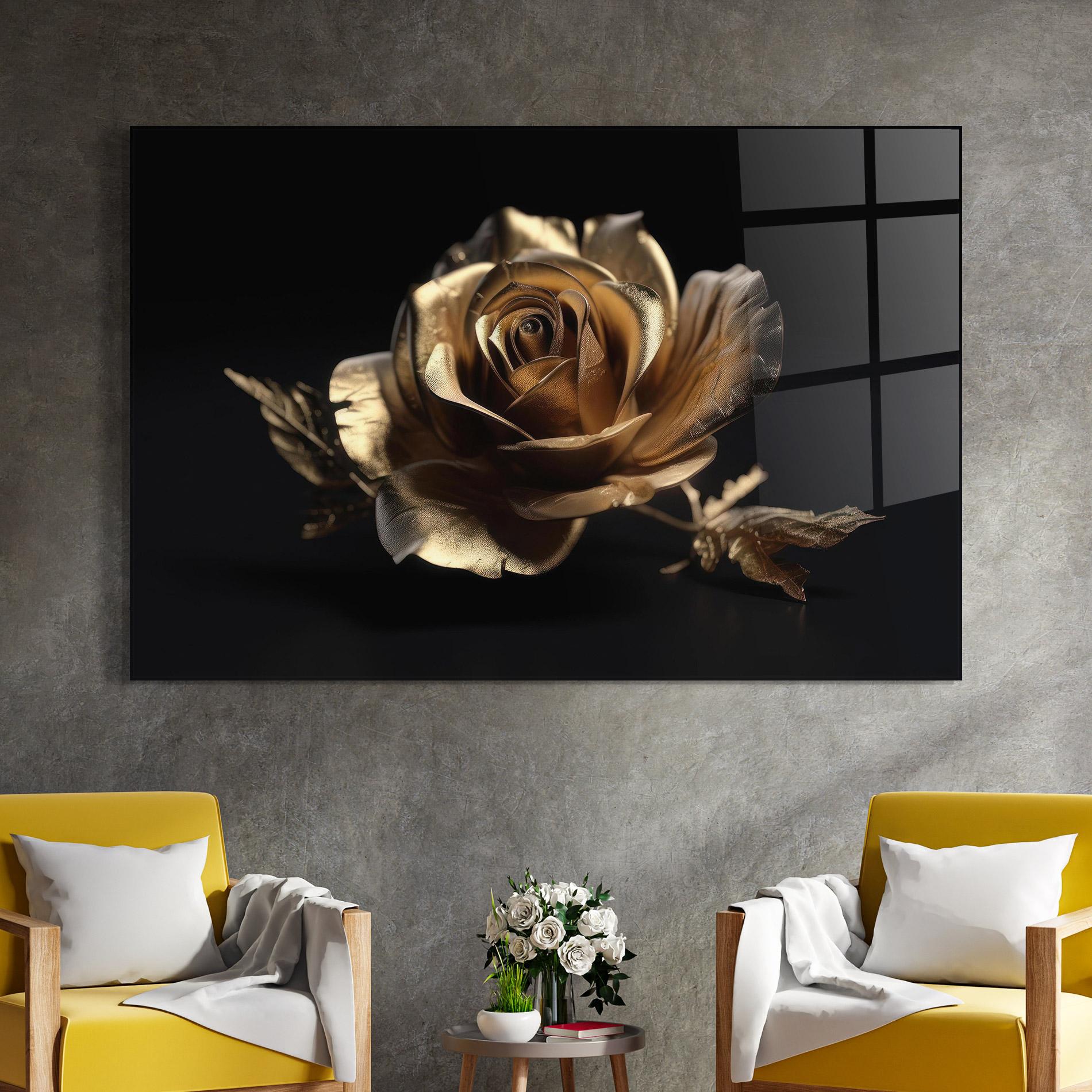 Glasbild Gold Rose mockup 4