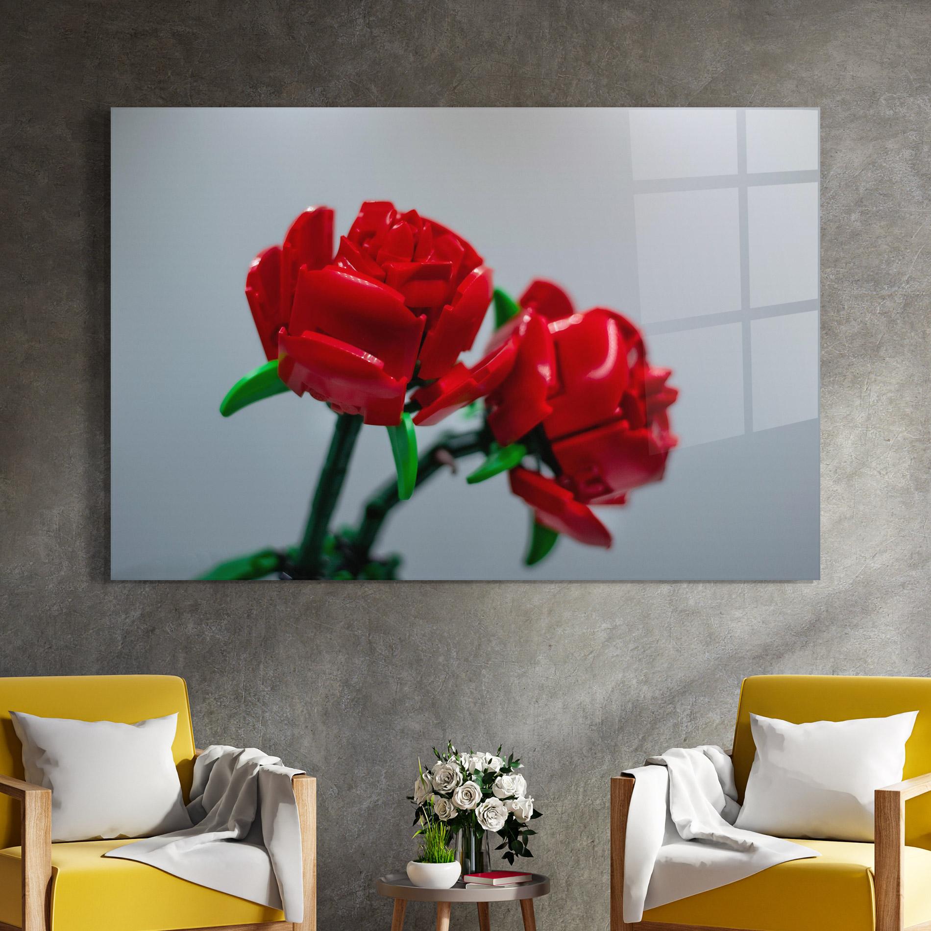 Glasbild Lego Red Roses mockup 4