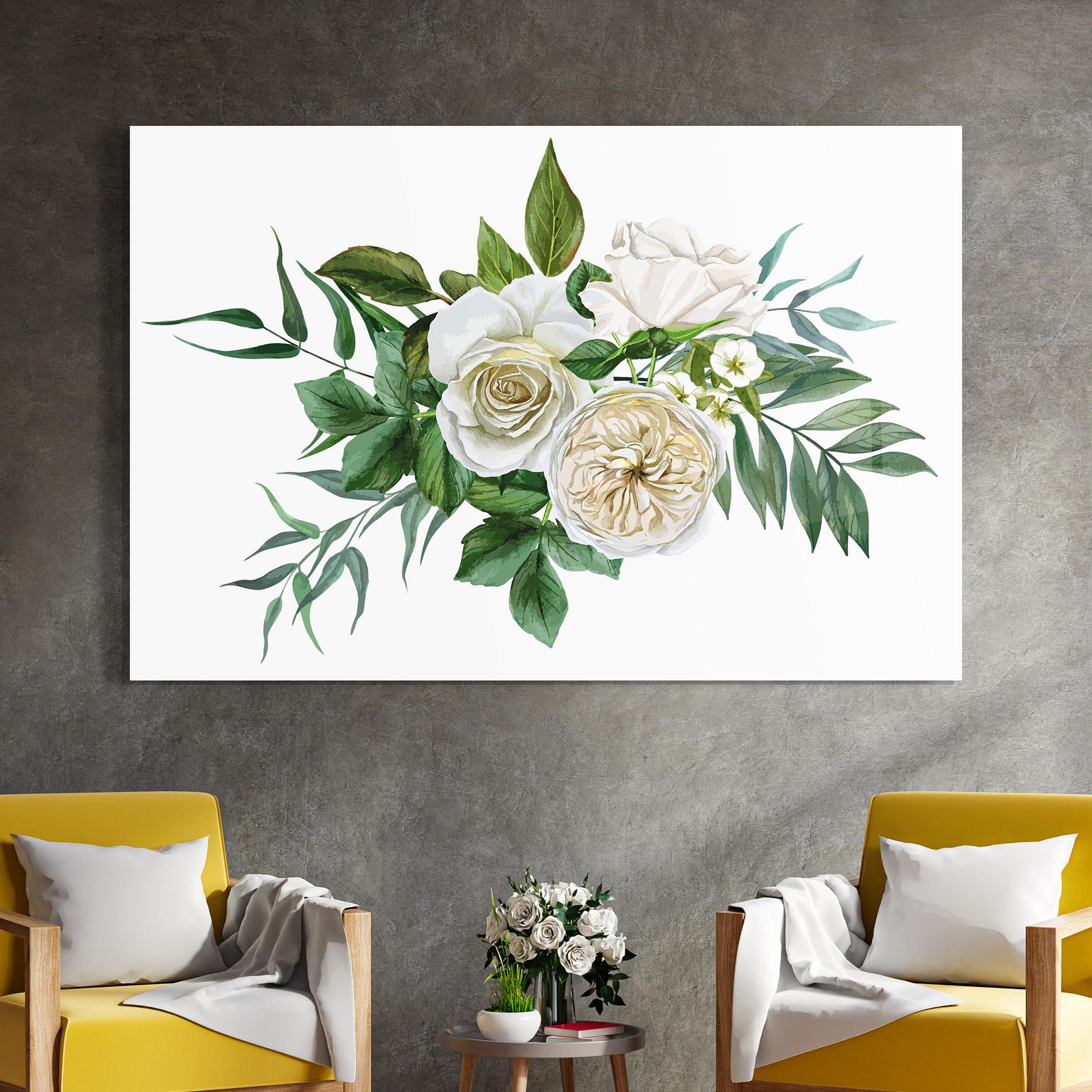 Glasbild White Cream Rose mockup 4