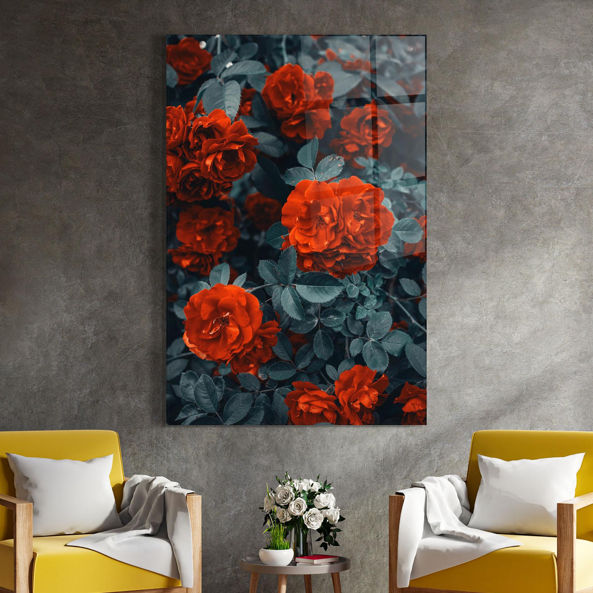 Glasbild Bright Red Rose mockup 4