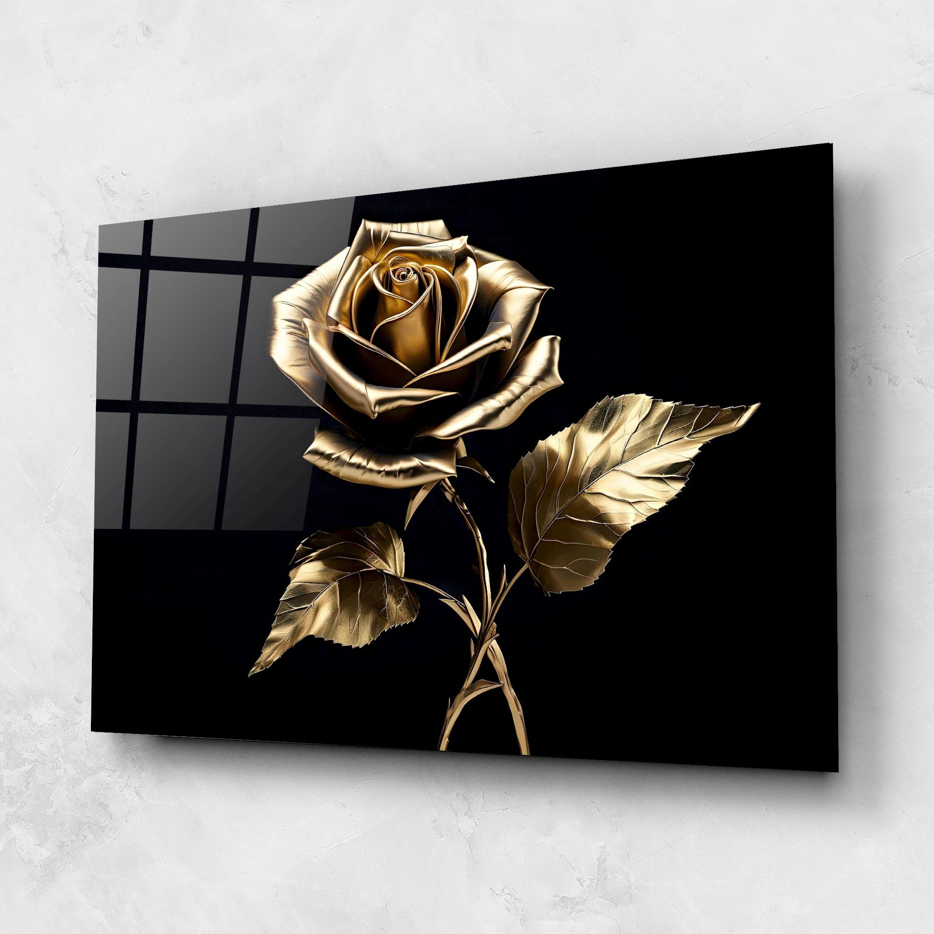 Glasbild Beautiful Golden Rose mockup 1