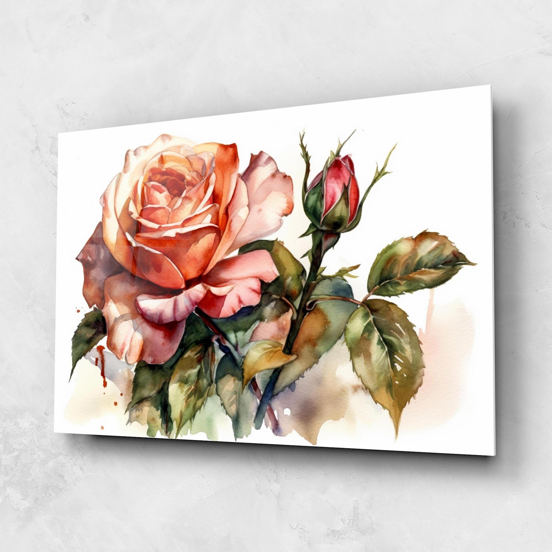 Glasbild Big Rose Painted mockup 1